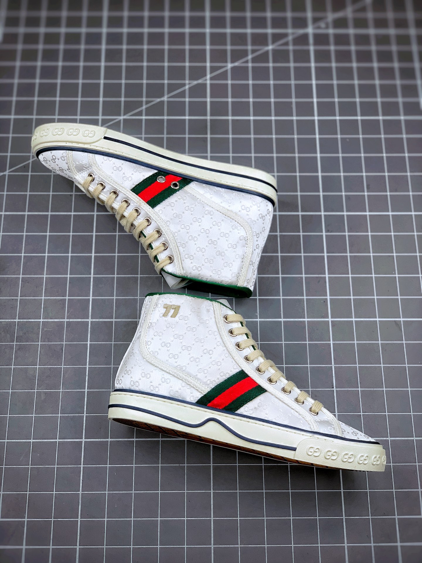 420 原装订单 GUCCI Tennis 1977 Print Sneaker 高帮帆布印花复古休闲运动板鞋