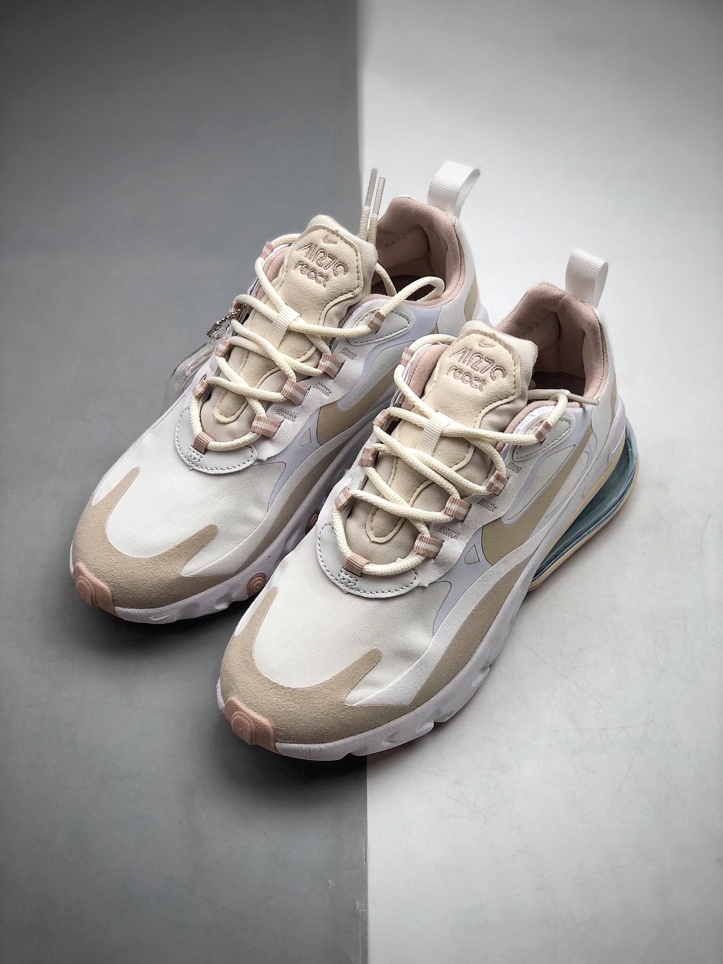 180 耐克 Nike React Air Max 270 React 高桥盾网纱系列 机能半气垫跑步鞋 CJ0619-102