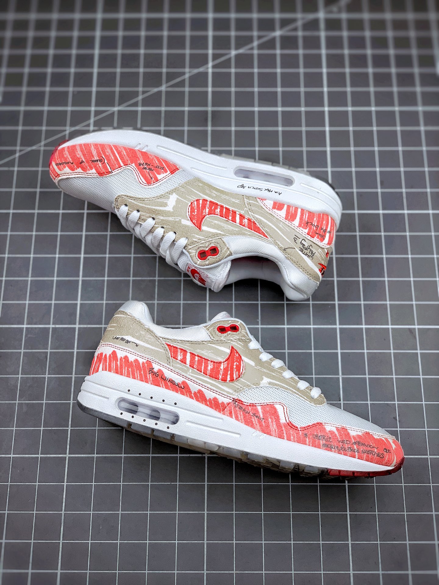 200 Air Max 1 Sketch To Shelf “Schematic”白红线条 手稿  CJ4286-101