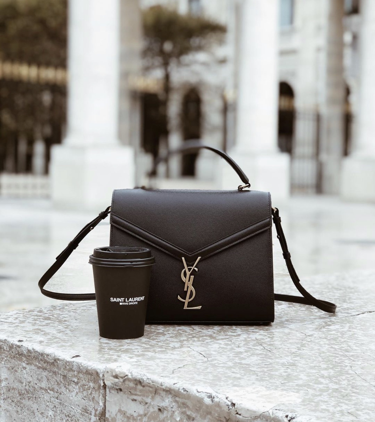 Saint Laurent Ysl CASSANDRA鱼子酱纹手拎包 578000黑色