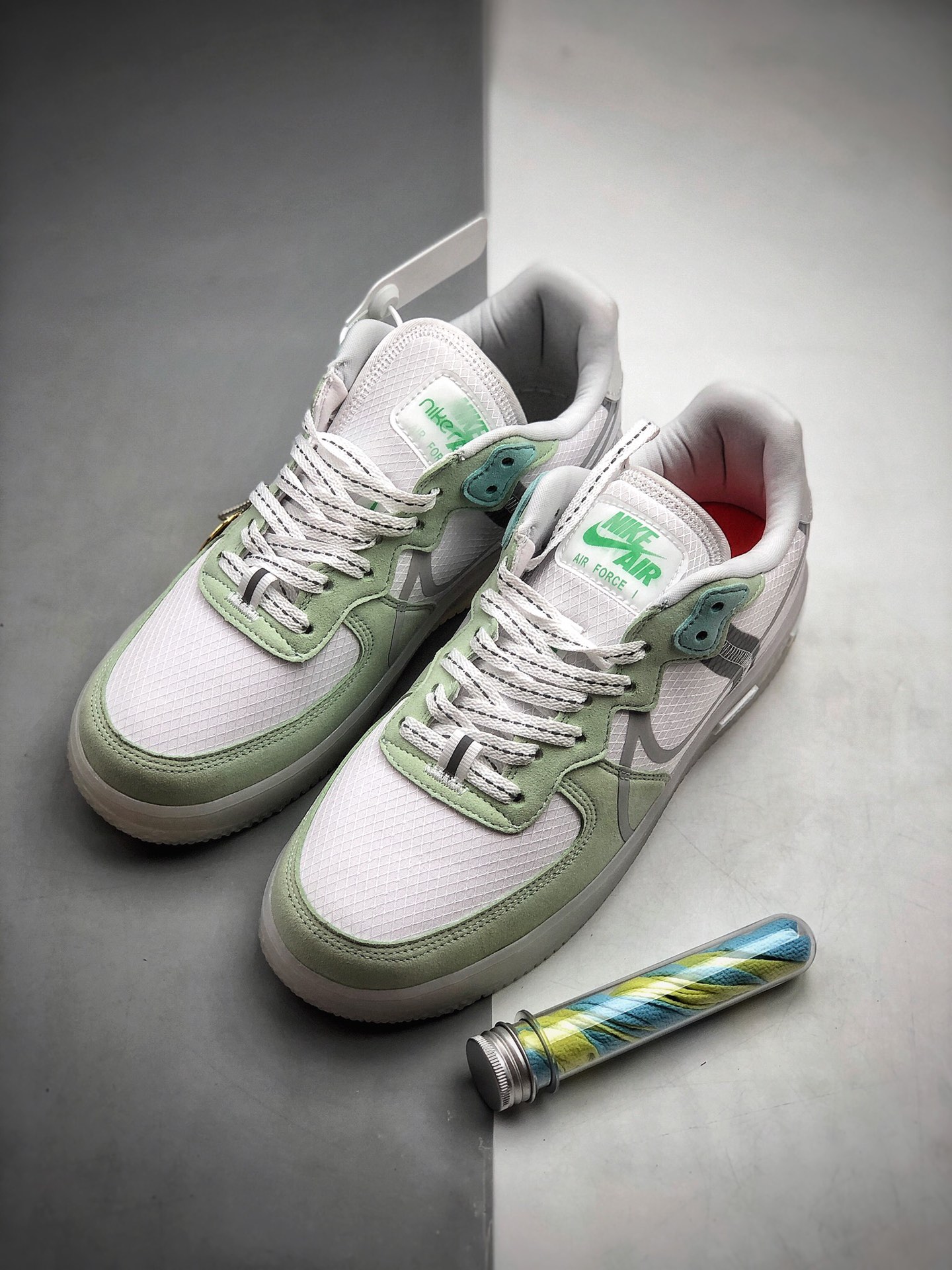 250 公司级 Nike Air Force 1 React D/MS/X”White/Light/Sail-Rush Ice” 薄荷夜绿 空军一号新型瑞亚轻量低帮百搭板鞋CQ8879-111