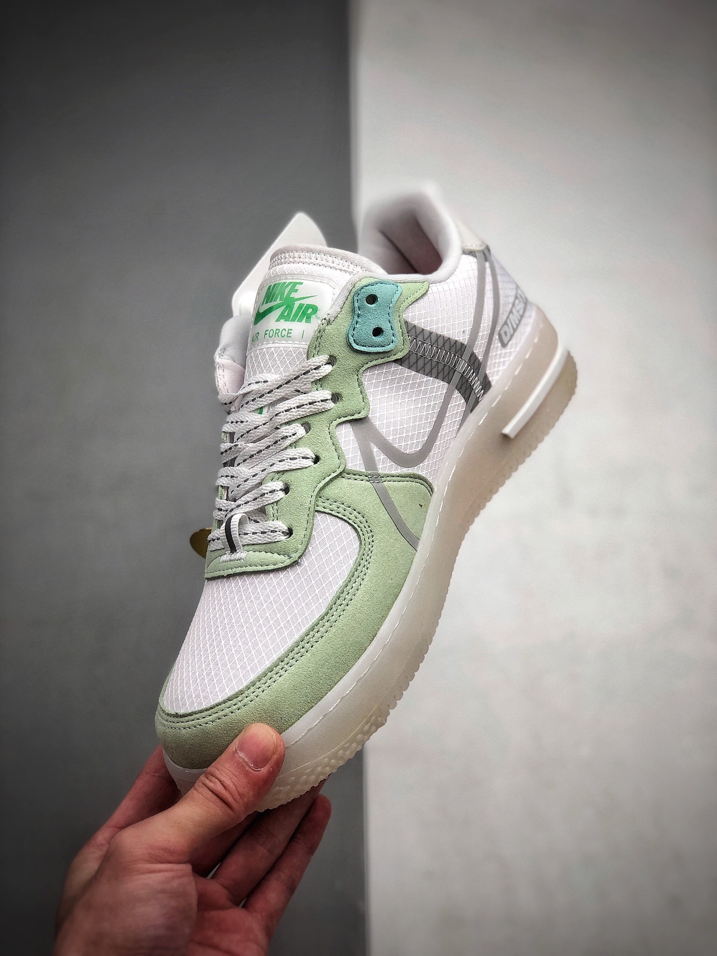 250 公司级 Nike Air Force 1 React D/MS/X”White/Light/Sail-Rush Ice” 薄荷夜绿 空军一号新型瑞亚轻量低帮百搭板鞋CQ8879-111