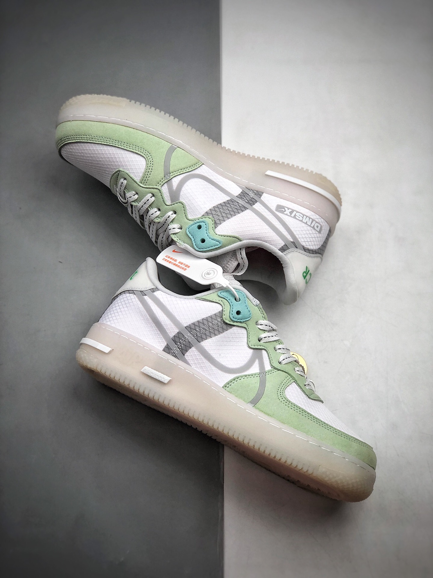 250 公司级 Nike Air Force 1 React D/MS/X”White/Light/Sail-Rush Ice” 薄荷夜绿 空军一号新型瑞亚轻量低帮百搭板鞋CQ8879-111