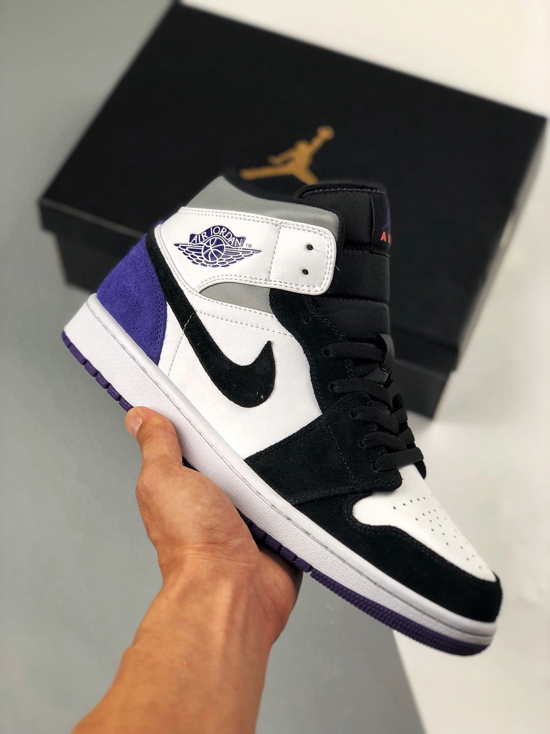 Apoyo contra reembolso Air Jordan 1 Mid Panda Gris 🐼 AJ1 Mid zapatillas casuales, color oficial sincronizado, nuevo lo…