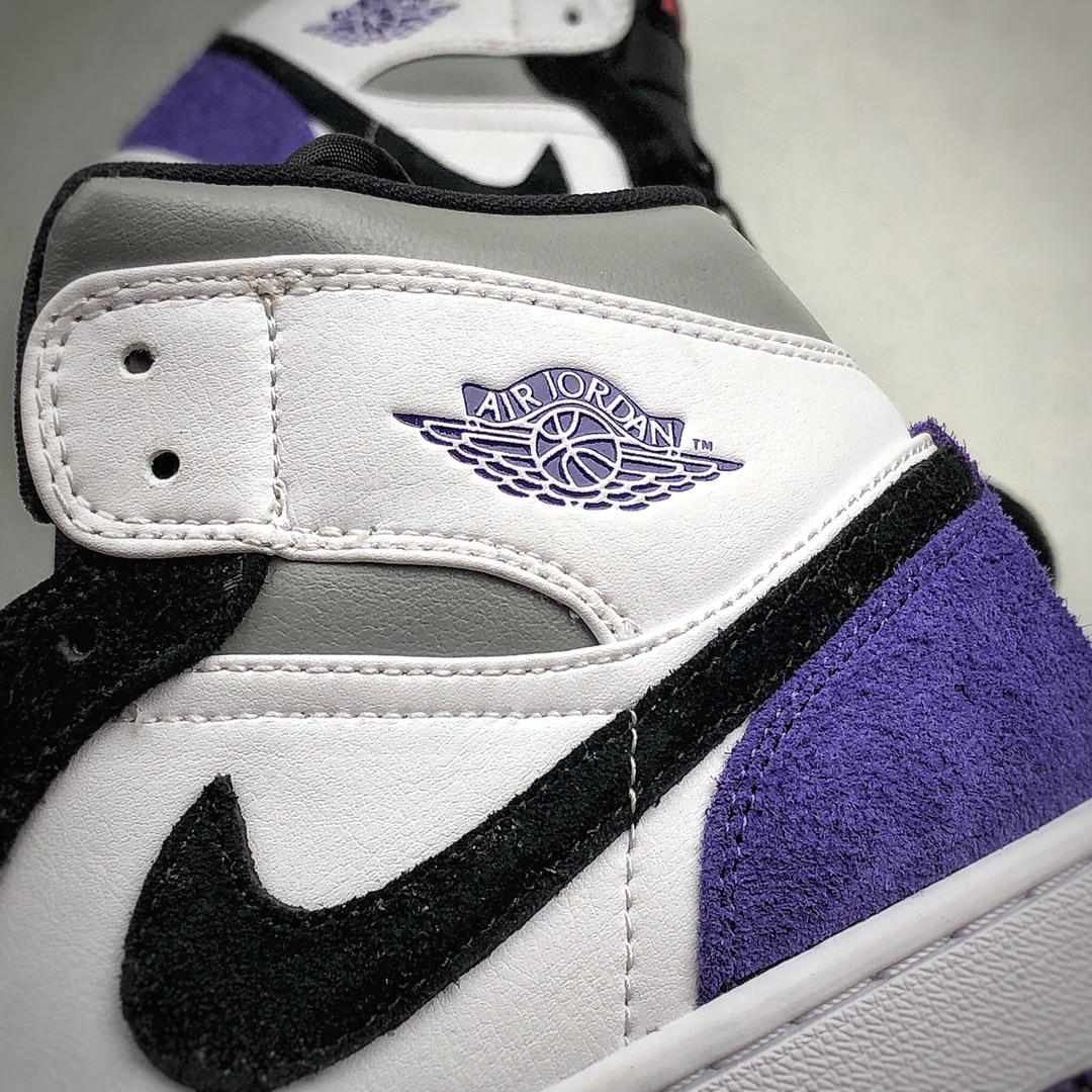 250 Air Jordan 1 Mid 灰熊猫  AJ1乔一中帮休闲板鞋 852542-105