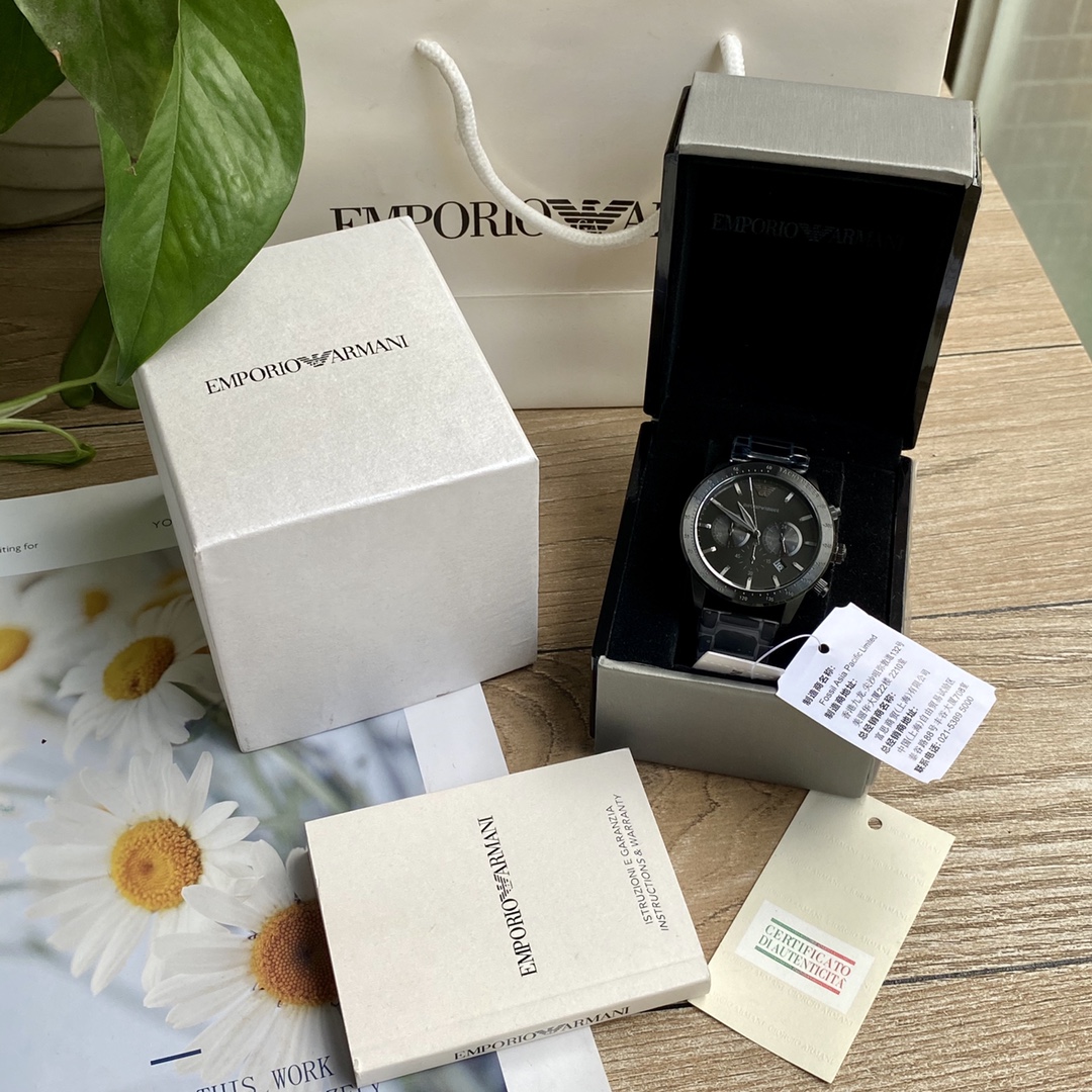 Fuente genuina! Armani es el modelo más popular de este año, con una esfera de 43 mm de diámetro, una correa de acero i…