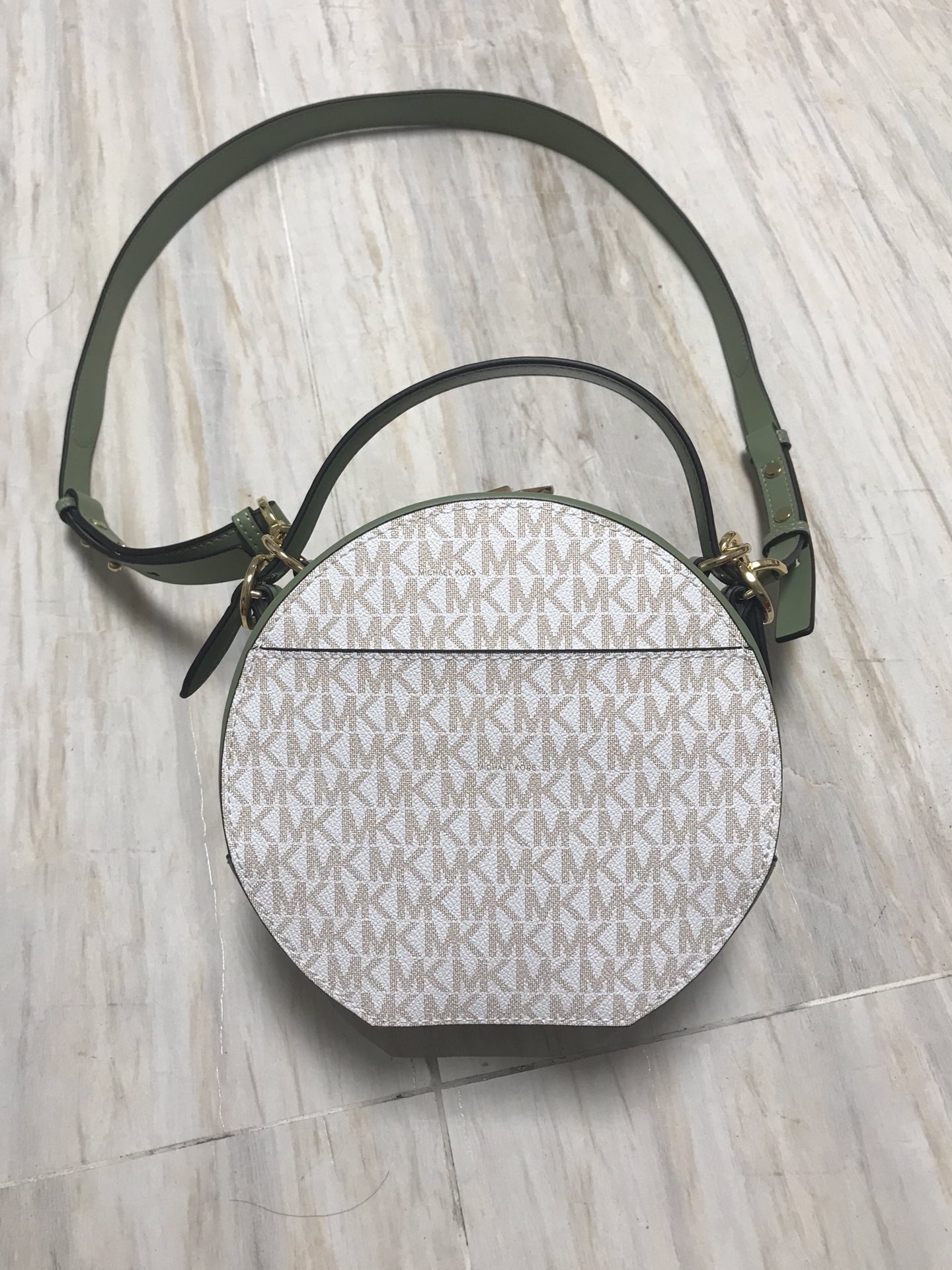 Michael Kors 新拼色 手提圆包pu拼绿色