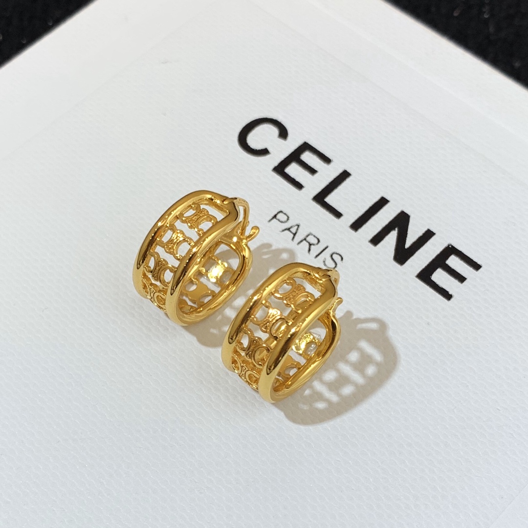 Celine Jewelry Earring Yellow Engraving Brass