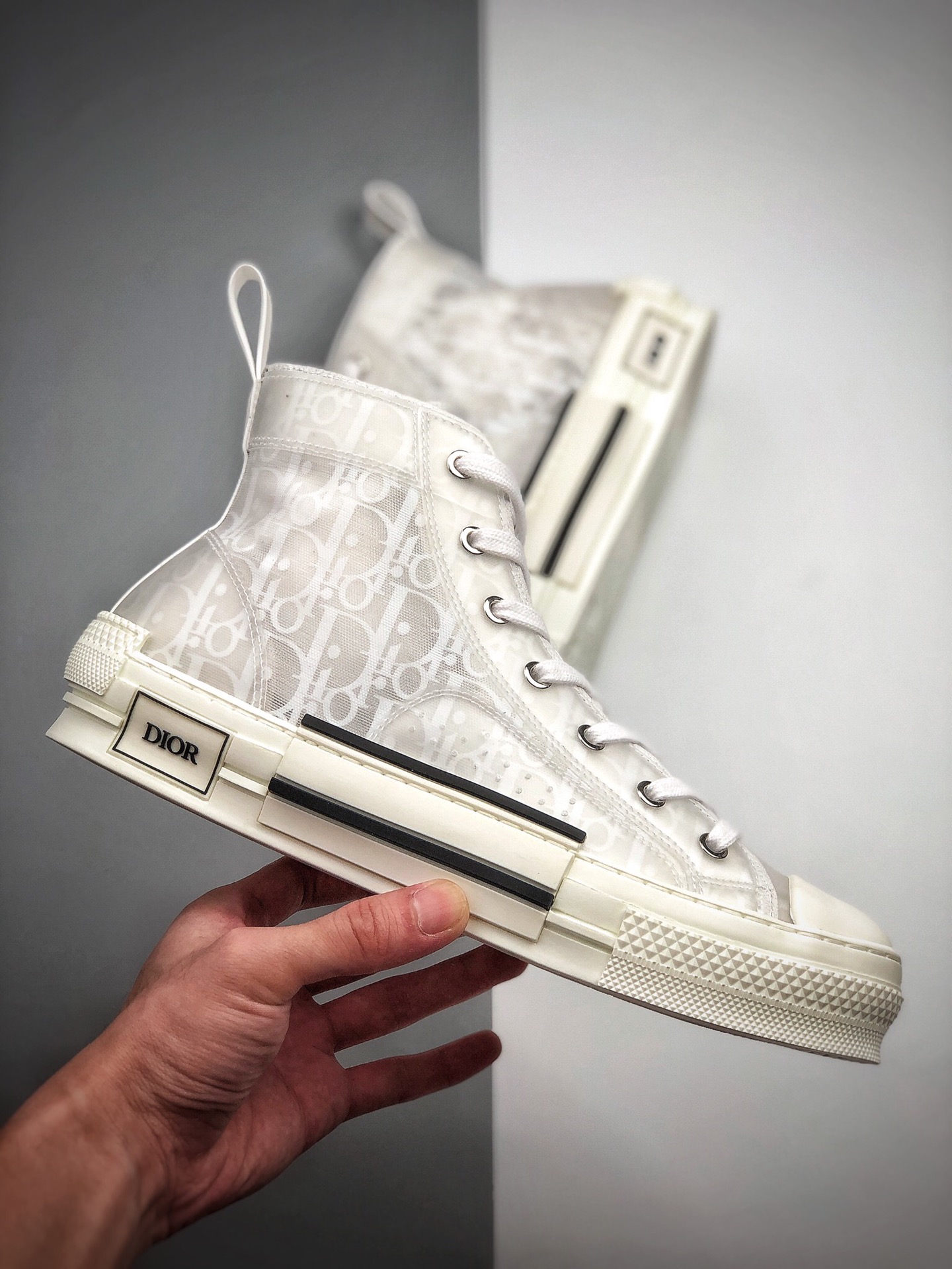 510 全明星同款KAWS主理人监制  高奢品牌 迪奥Dior B23 Oblique High Top Sneakers透明印花高筒板鞋