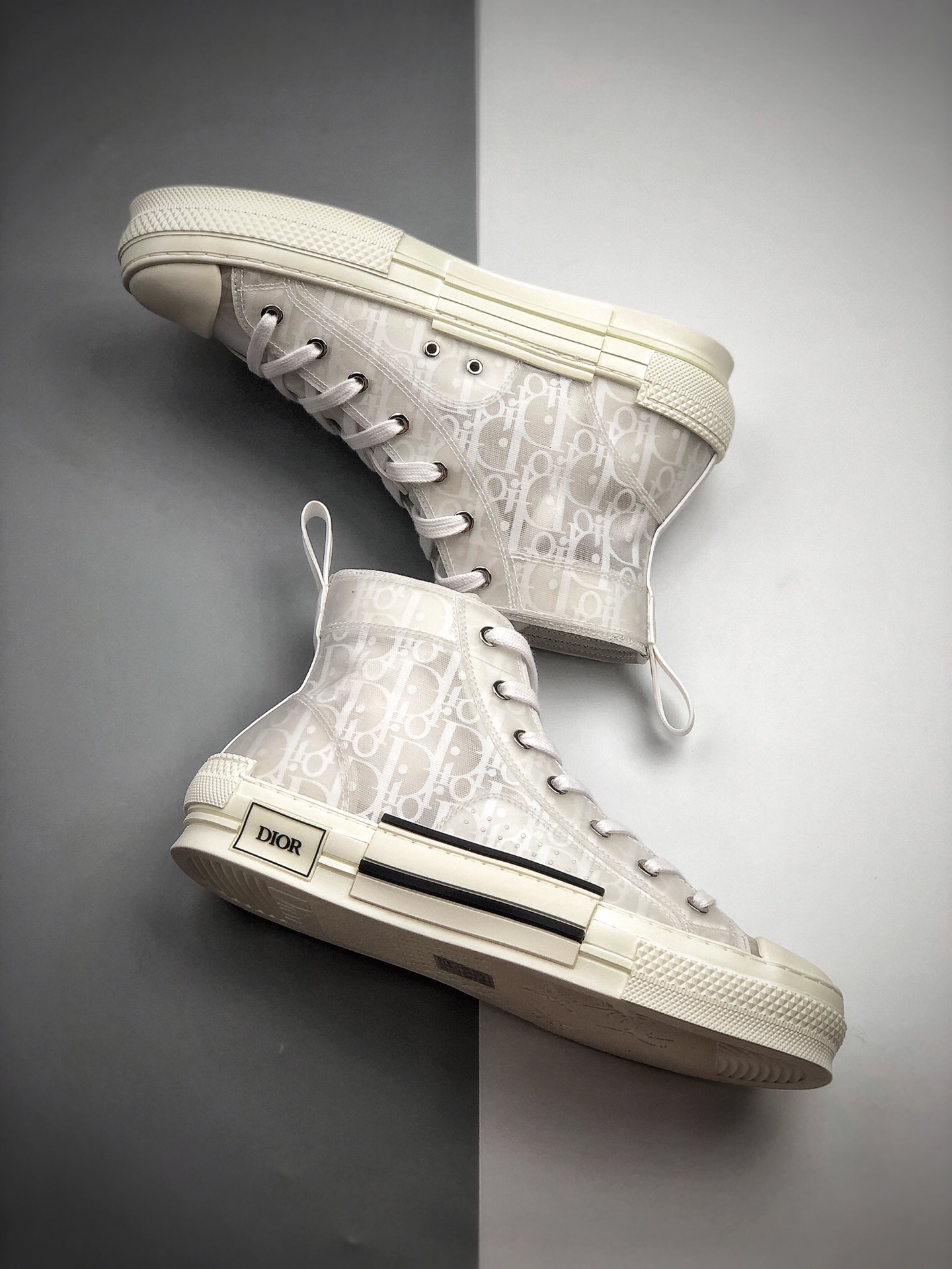 510 全明星同款KAWS主理人监制  高奢品牌 迪奥Dior B23 Oblique High Top Sneakers透明印花高筒板鞋