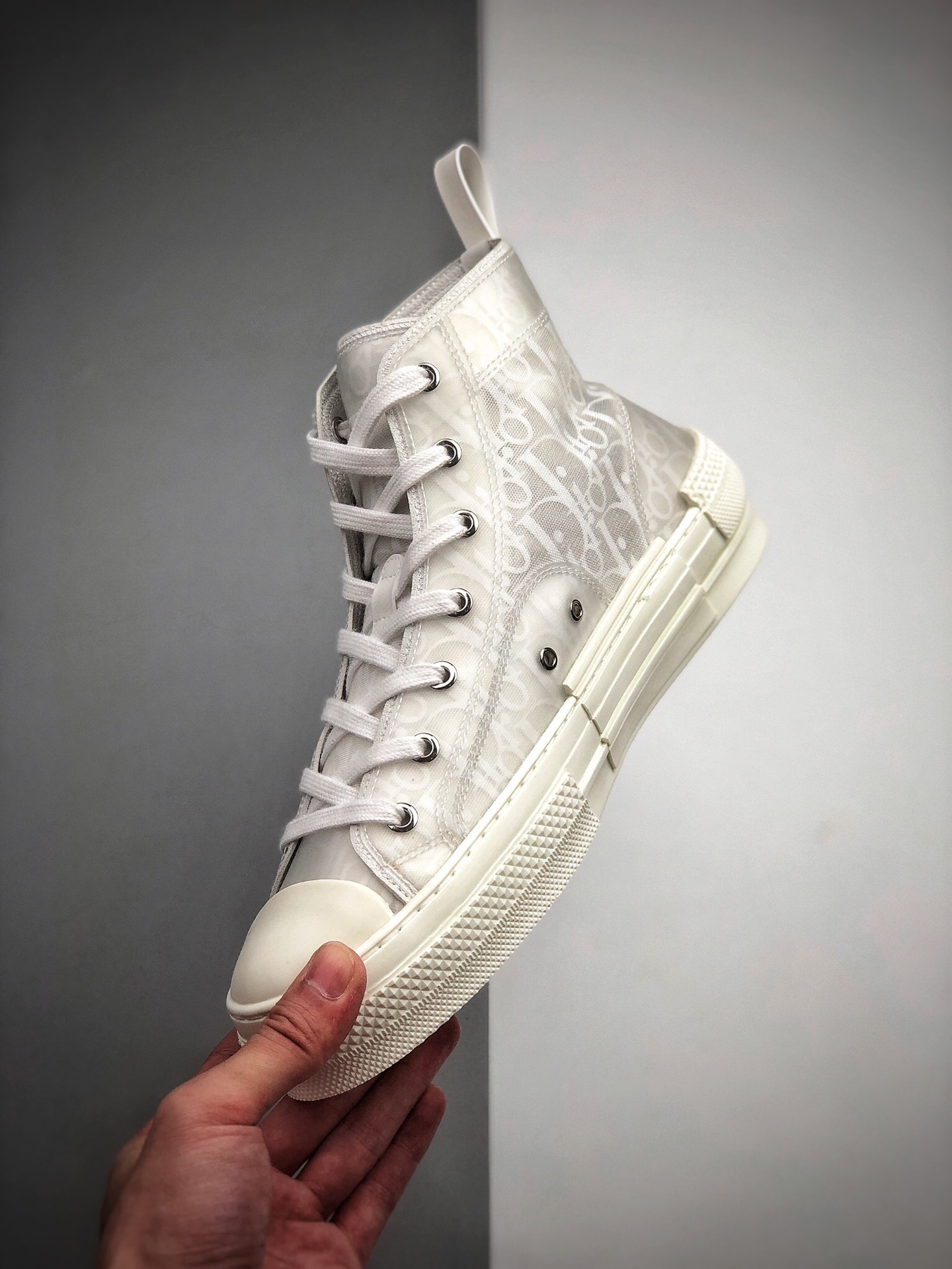 510 全明星同款KAWS主理人监制  高奢品牌 迪奥Dior B23 Oblique High Top Sneakers透明印花高筒板鞋