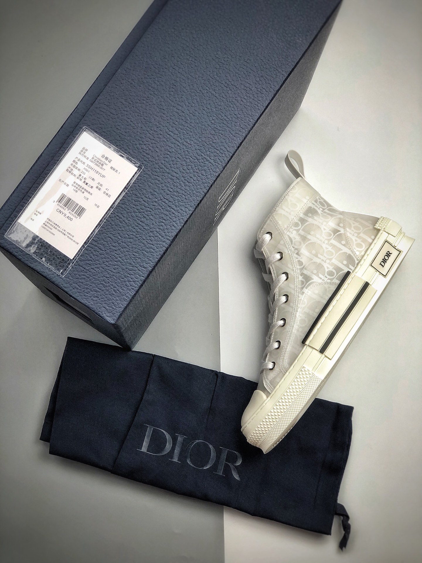 510 全明星同款KAWS主理人监制  高奢品牌 迪奥Dior B23 Oblique High Top Sneakers透明印花高筒板鞋