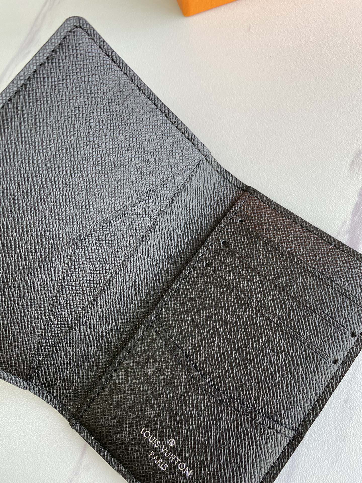 Premium Leather Card Holder - Close-up of Stitching Premium Leather Card Holder - Stitching Detail