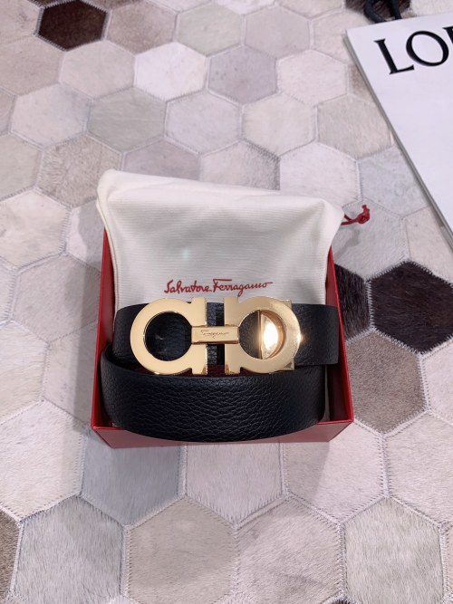 Salvatore Ferragamo Men's 3.5cm Reversible Leather Belt with Gold Buckle 11 Salvatore Ferragamo Men's 3.5cm Reversible Leather Belt with Gold Buckle