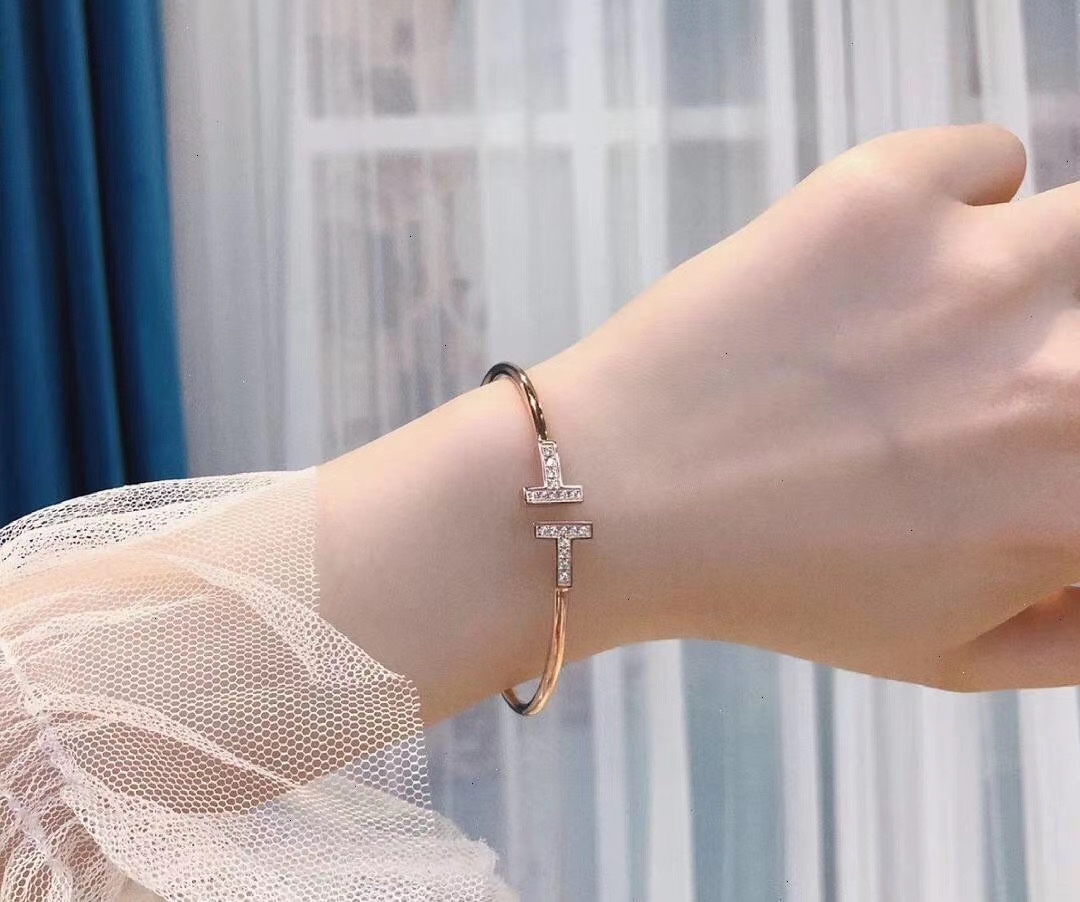 Tiffany & Co. T控 伴钻伴白贝双t手镯