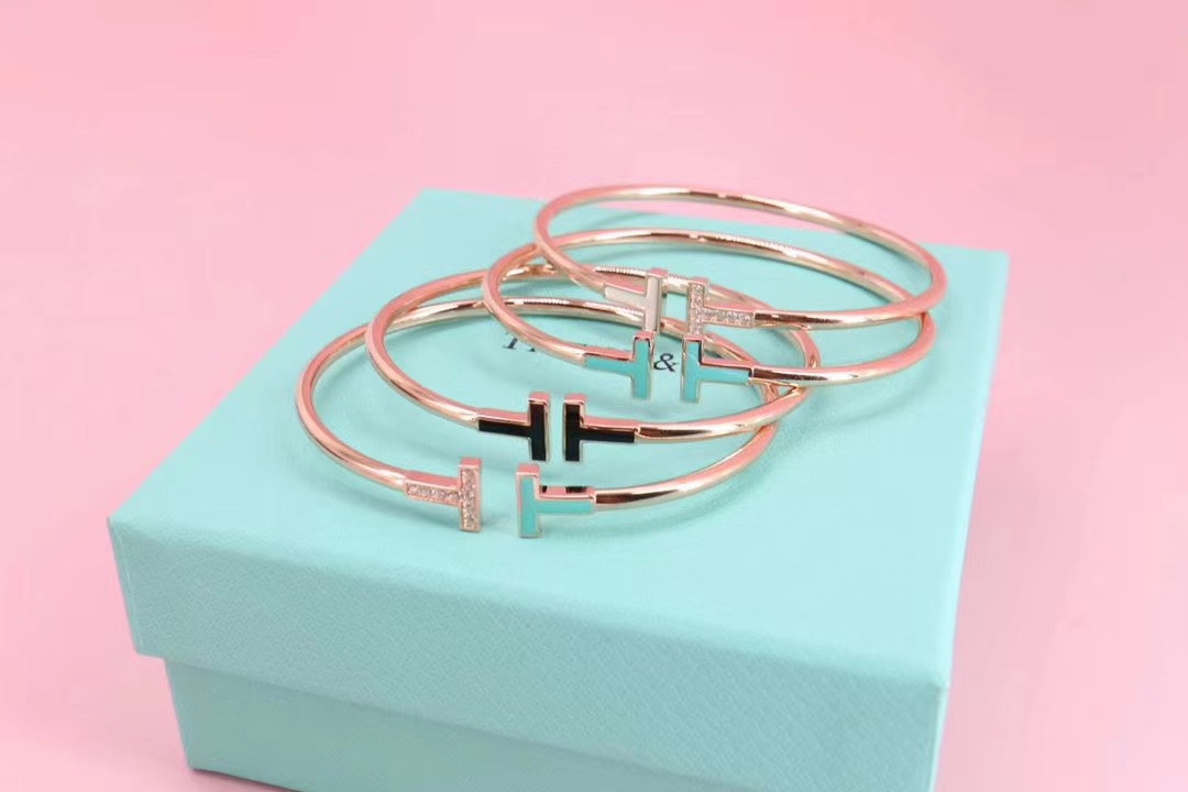 Tiffany & Co. T控 伴钻伴白贝双t手镯