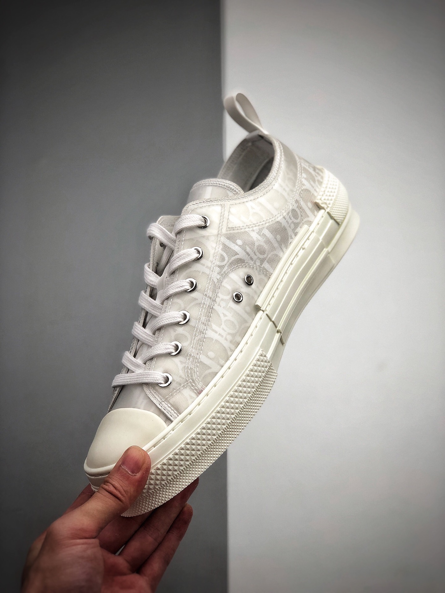 480 全明星同款KAWS主理人监制  高奢品牌 迪奥Dior B23 Oblique LOW Top Sneakers透明印花高筒板鞋“PVC