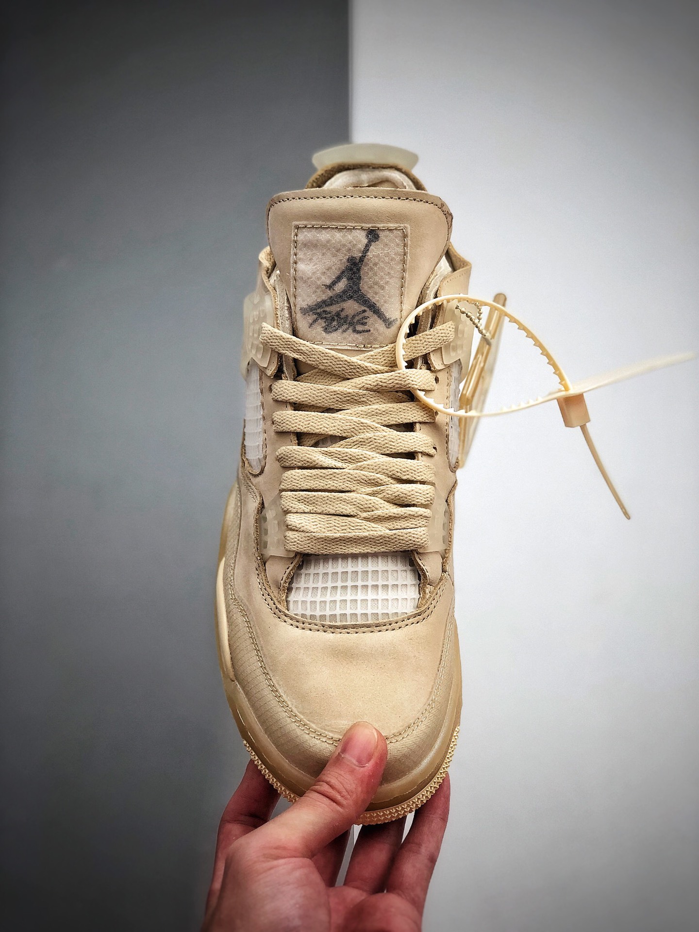 460 Off-White  x Air Jordan 4  ”Cream/Sail”“OW联名沙浅棕米鞋 CV9388-100