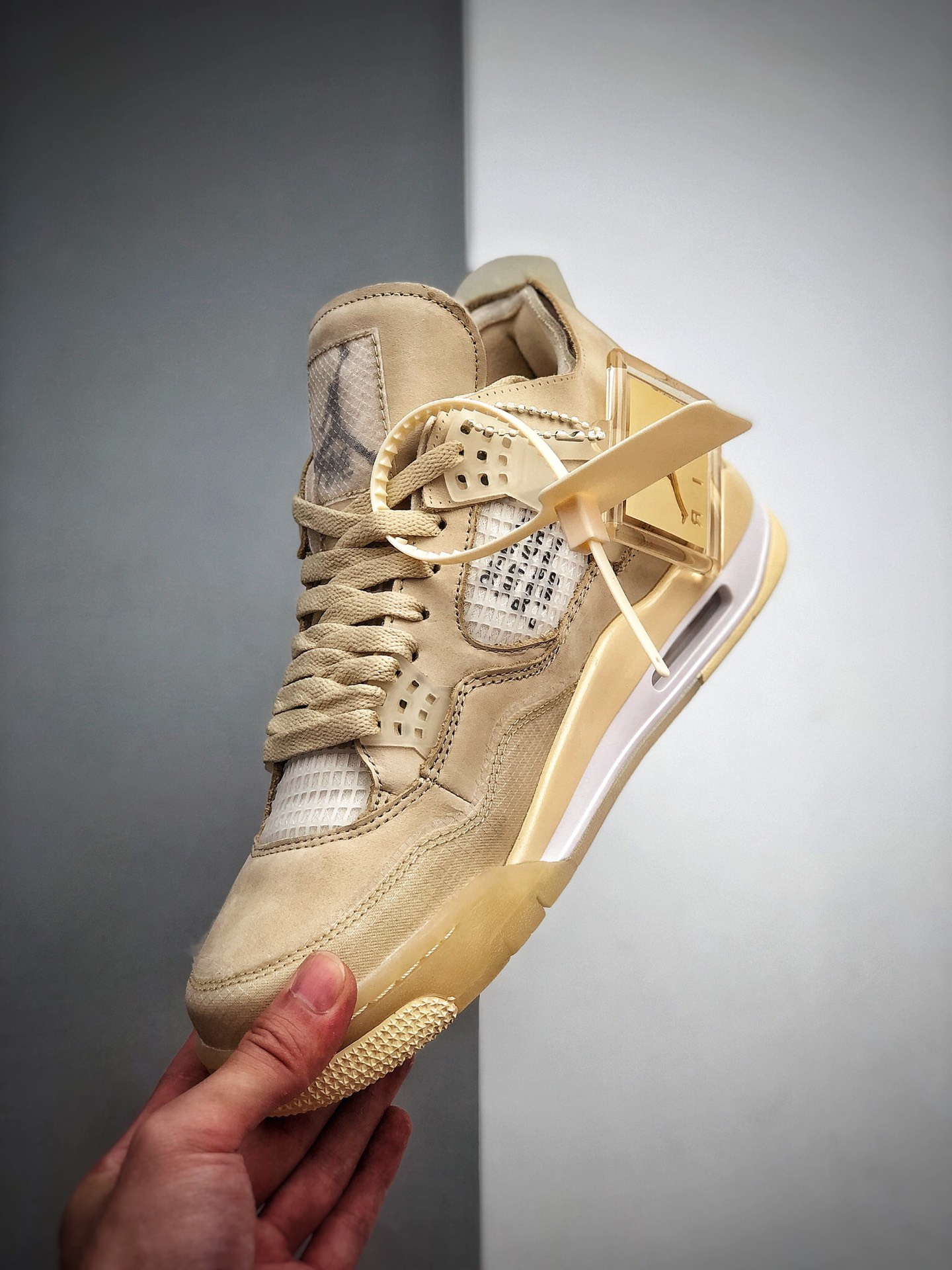 460 Off-White  x Air Jordan 4  ”Cream/Sail”“OW联名沙浅棕米鞋 CV9388-100