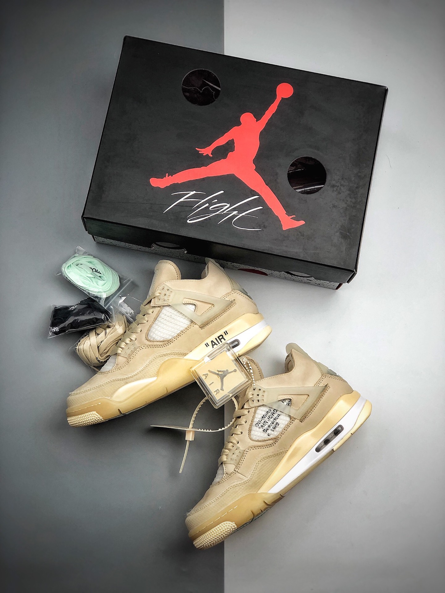 460 Off-White  x Air Jordan 4  ”Cream/Sail”“OW联名沙浅棕米鞋 CV9388-100