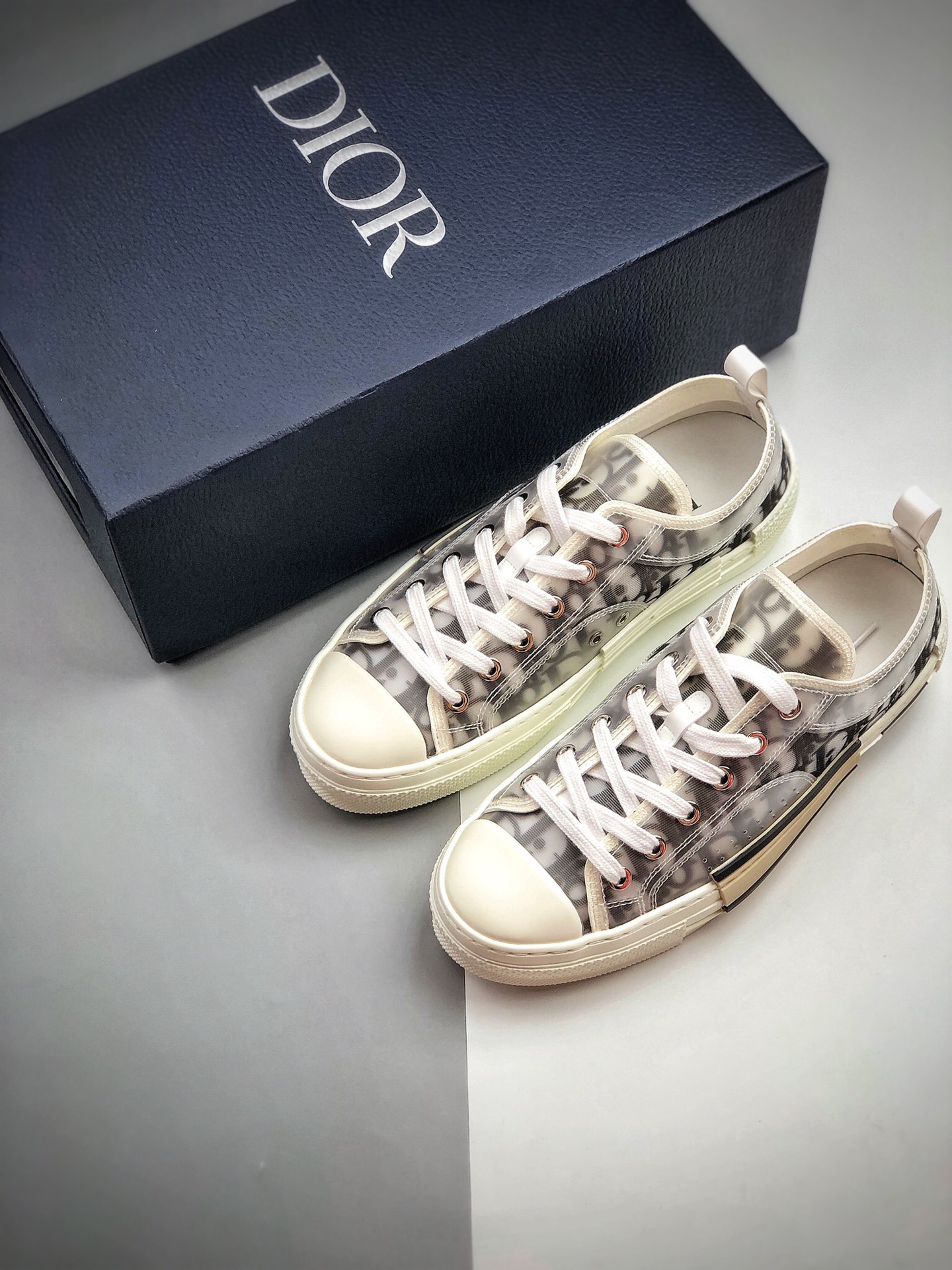 480  全明星同款KAWS主理人监制  高奢品牌 迪奥Dior B23 Oblique High Top Sneakers透明印花高筒板鞋“PVC 正确羊皮贴底拉帮