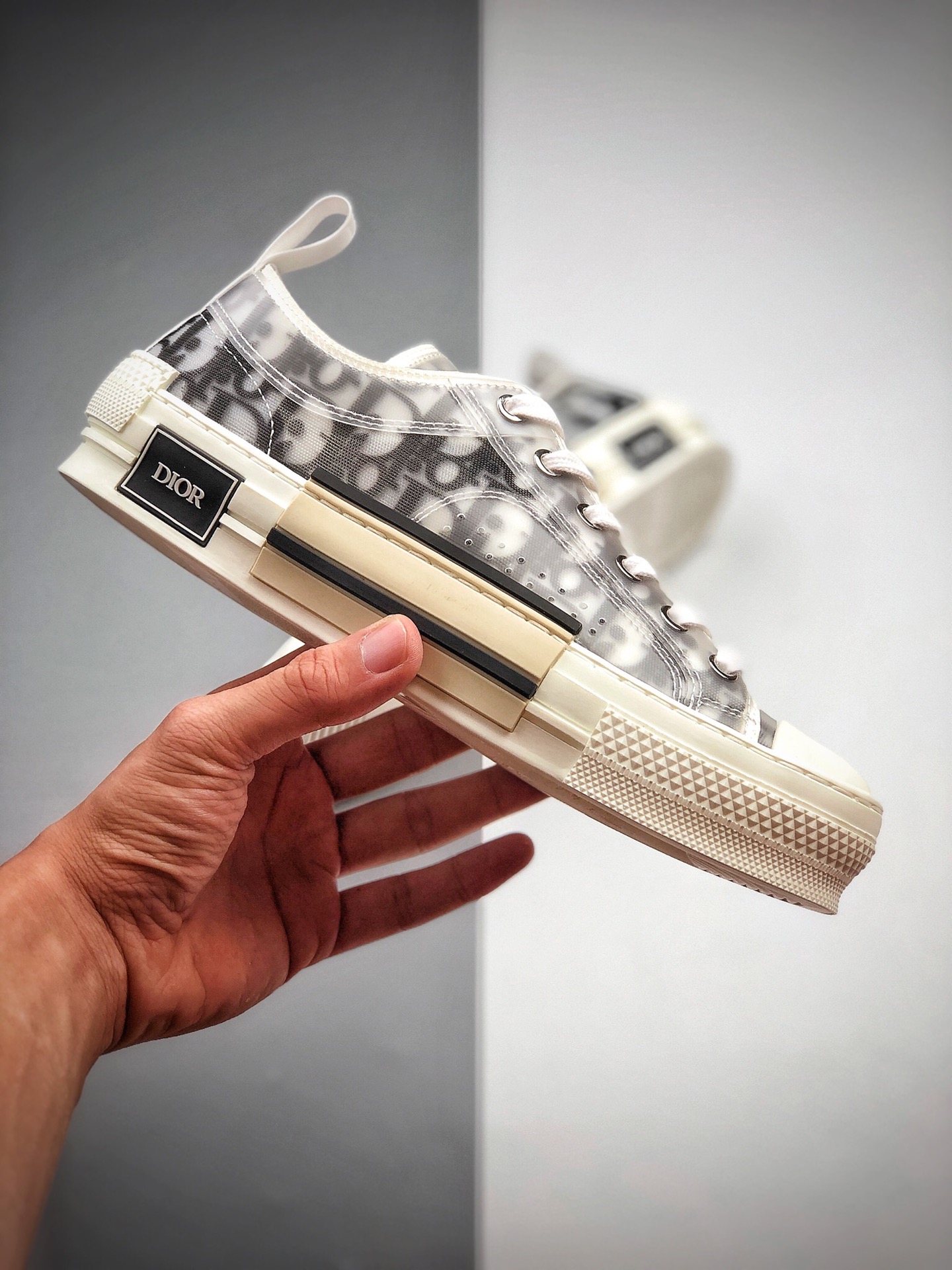 480  全明星同款KAWS主理人监制  高奢品牌 迪奥Dior B23 Oblique High Top Sneakers透明印花高筒板鞋“PVC 正确羊皮贴底拉帮