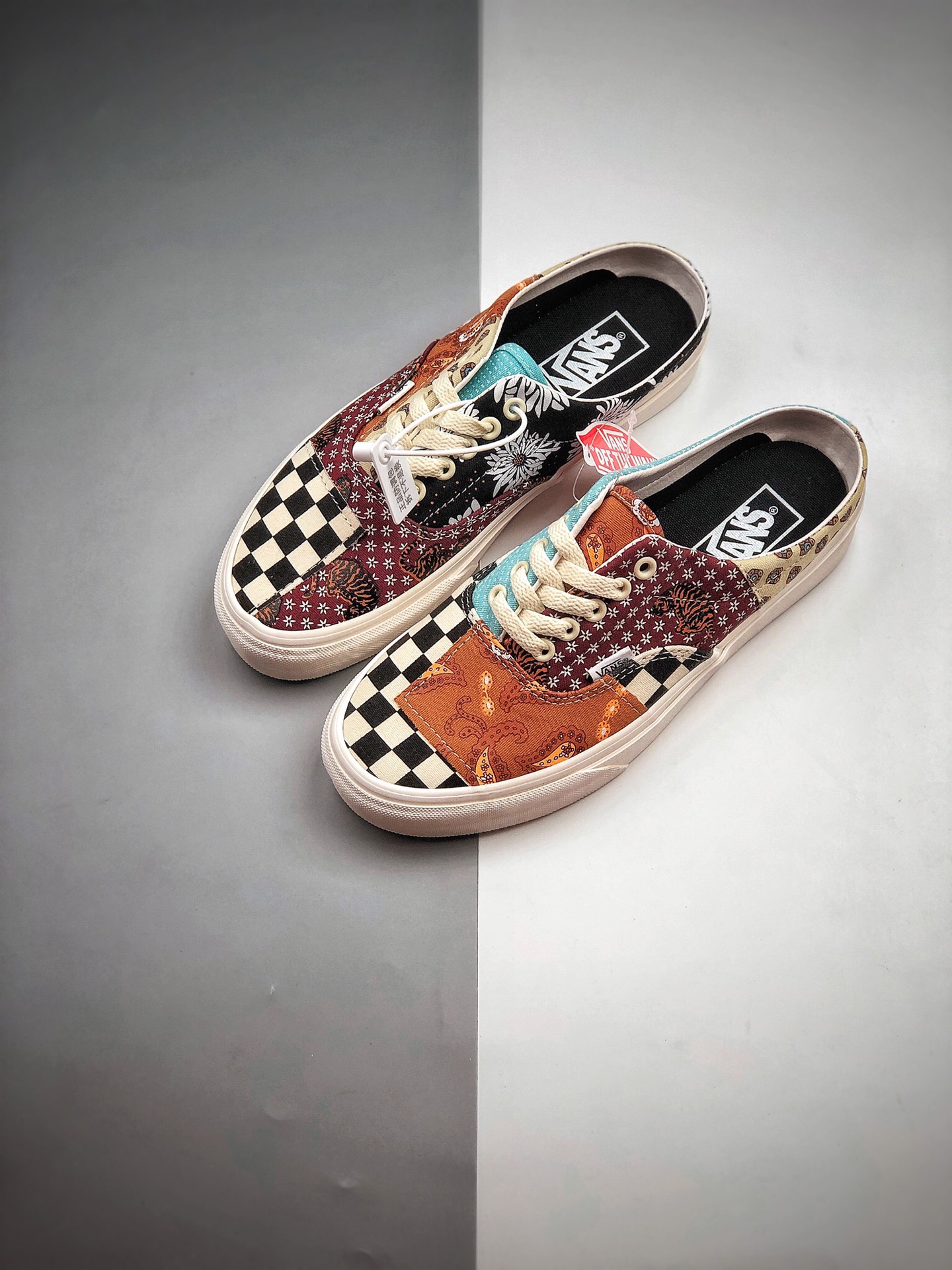 150 VANS Era复古限定腰果花拼接半拖夏季方便首选 鞋面不对称棋盘复古帆布鞋