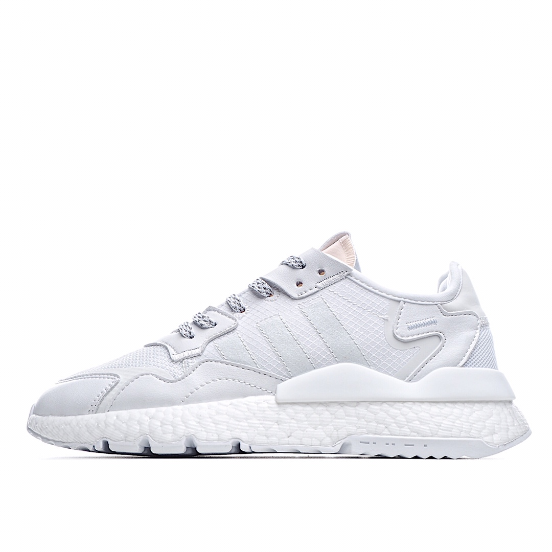 G5 阿迪达斯 Adidas Nite Jogger Boost 夜行者 复古休闲百搭运动跑鞋。原厂材料 原厂大底 私家独模 网布搭配麂皮拼接打造鞋面 极具复古风格鞋头及鞋跟点缀3M反光设计极为亮眼中底采用全掌 Boost 科技，厚度相当可观，脚感极佳。