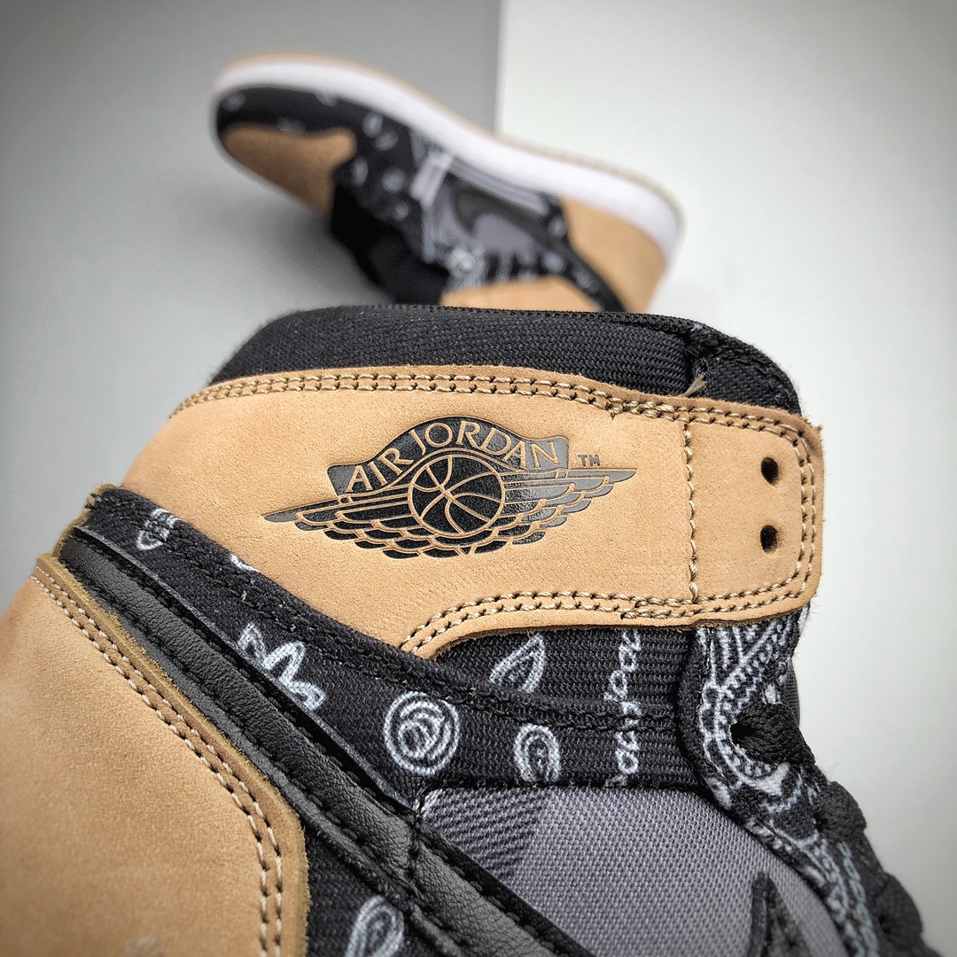350 Travis Scott x Nike Air jordan 1TS联名腰果花 定制款  货号：CK5088-001