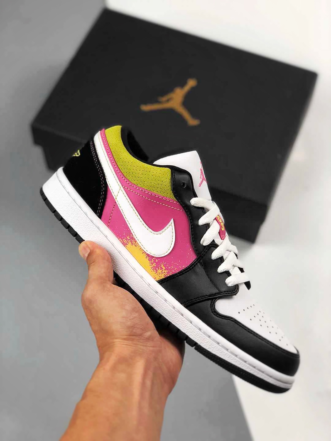 Apoyo al pago contra reembolso Única versión original pura 💯 de gama alta Air Jordan 1 LOW Negro Rosa Salpicadura Amar…