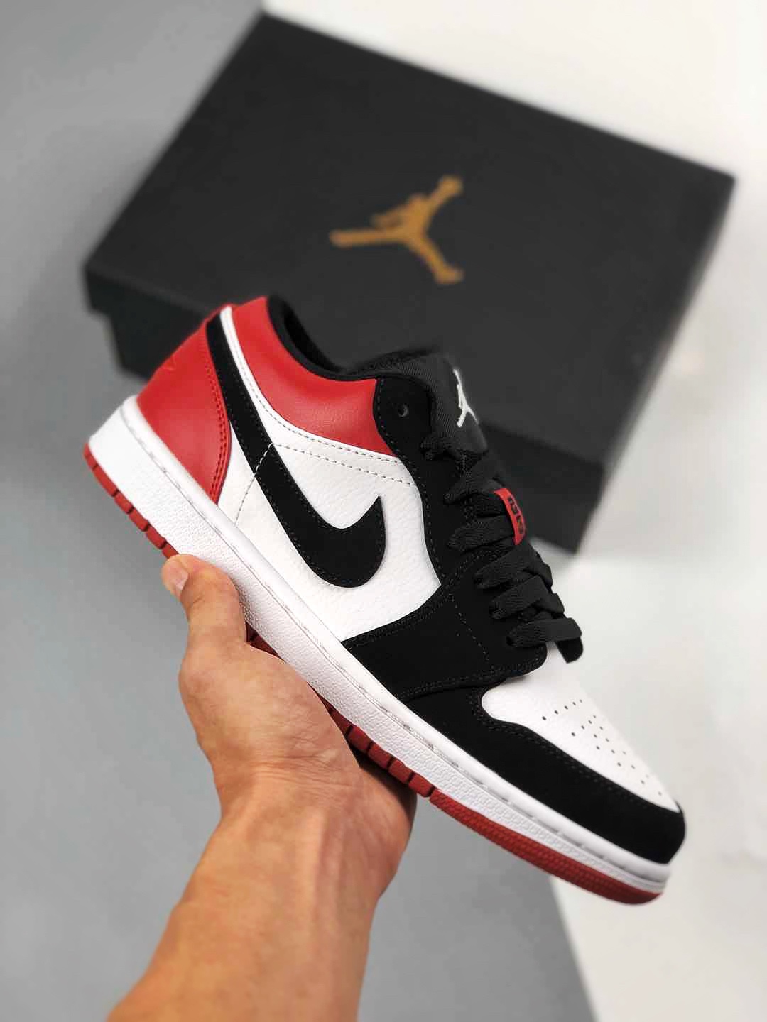 Apoyo al pago contra reembolso Única versión original pura 💯 de gama alta Air Jordan 1 LOW Black Toe Negro R…