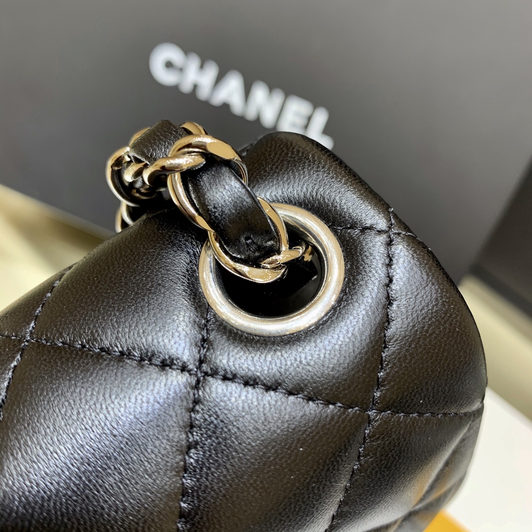 CHANEL CF 17CM方胖子 A01115羊皮/黑色/银扣