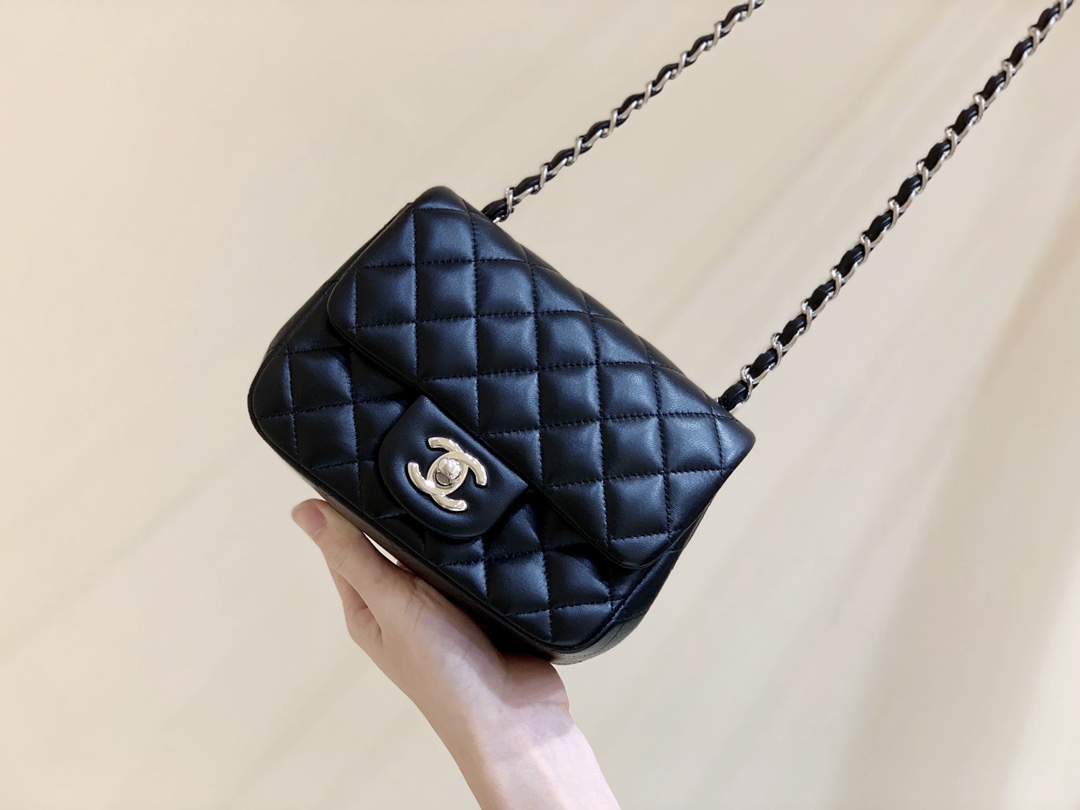 CHANEL CF 17CM方胖子 A01115羊皮/黑色/银扣