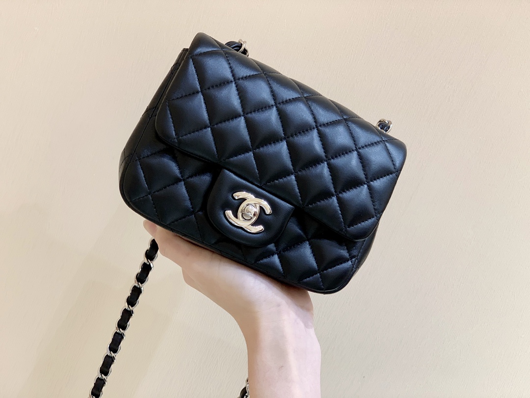 CHANEL CF 17CM方胖子 A01115羊皮/黑色/银扣