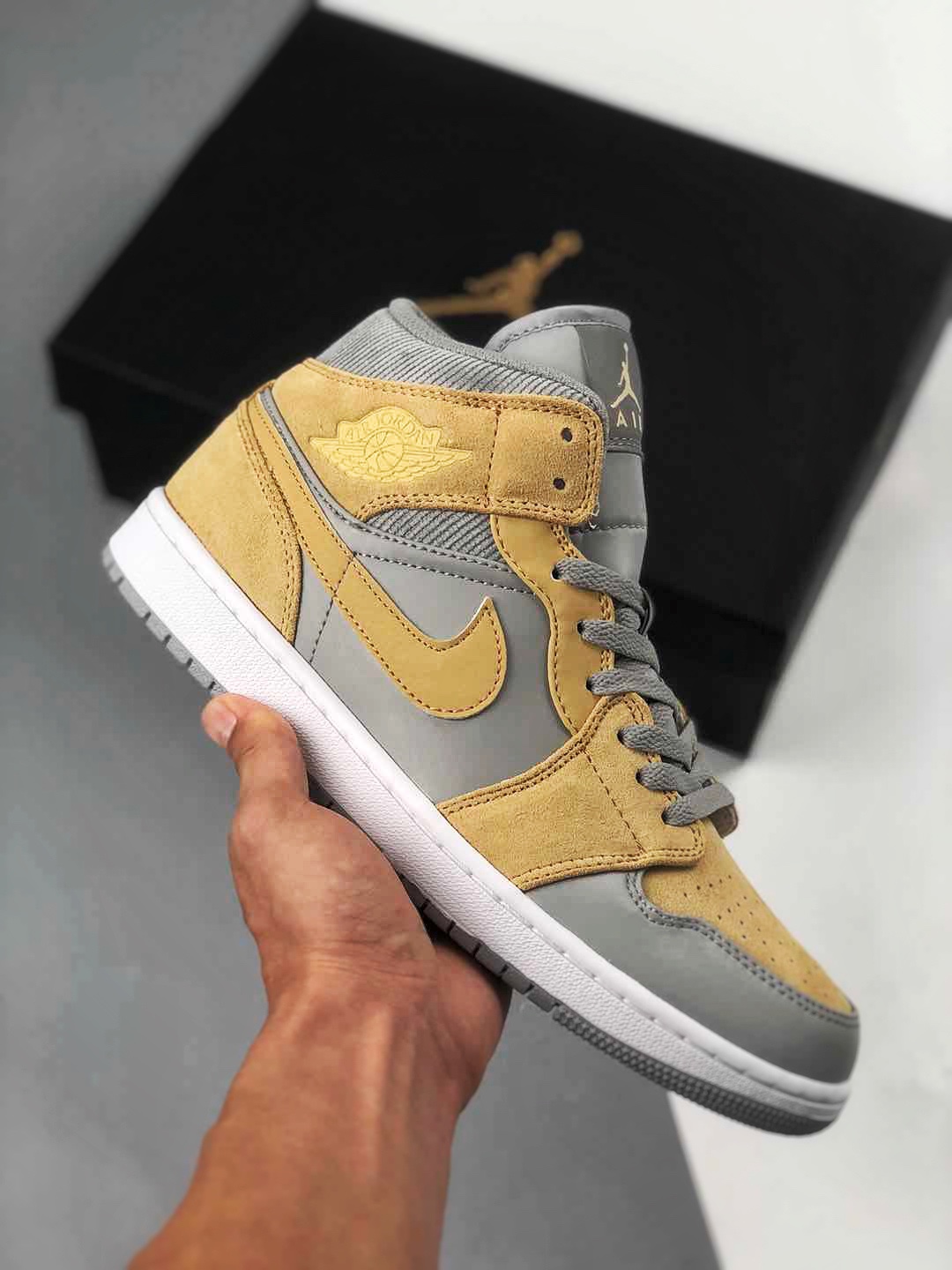 Apoyo contra reembolso Air Jordan 1 Mid marrón gris AJ1 de caña media zapatillas casuales, colores oficiales …