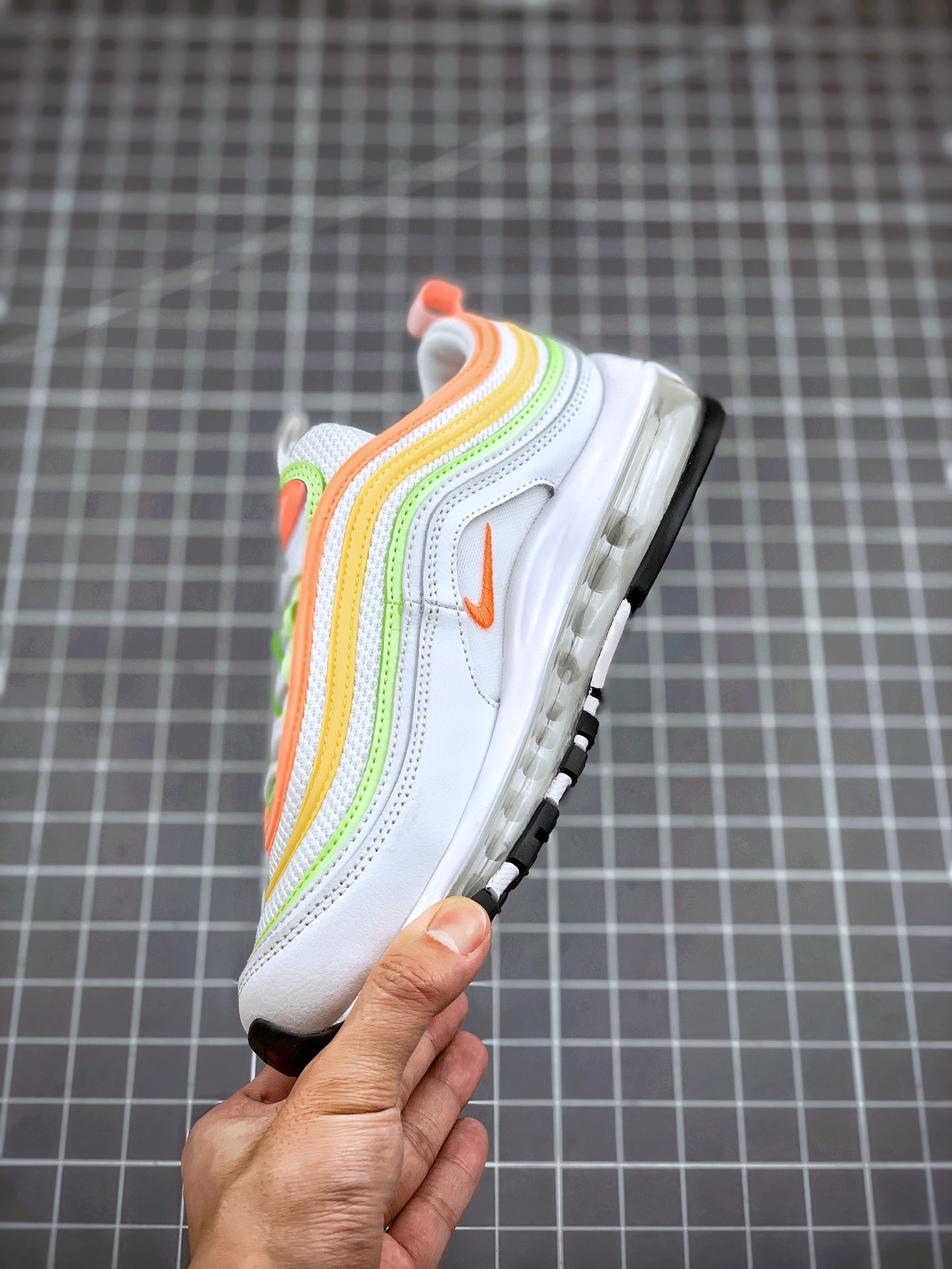 230 Nike Air Max 97白甜瓜橙 复古全掌气垫休闲运动鞋 CZ6087-100