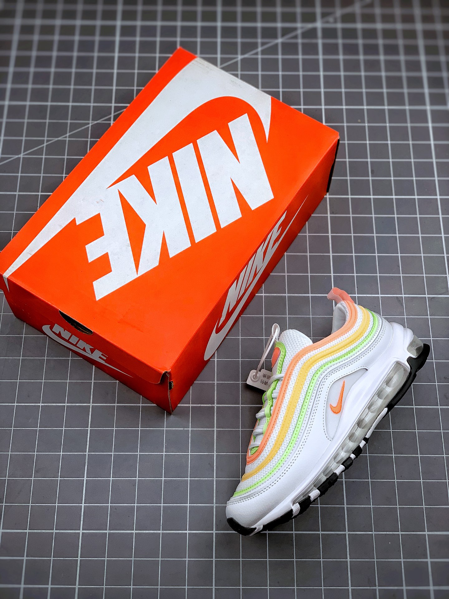 230 Nike Air Max 97白甜瓜橙 复古全掌气垫休闲运动鞋 CZ6087-100