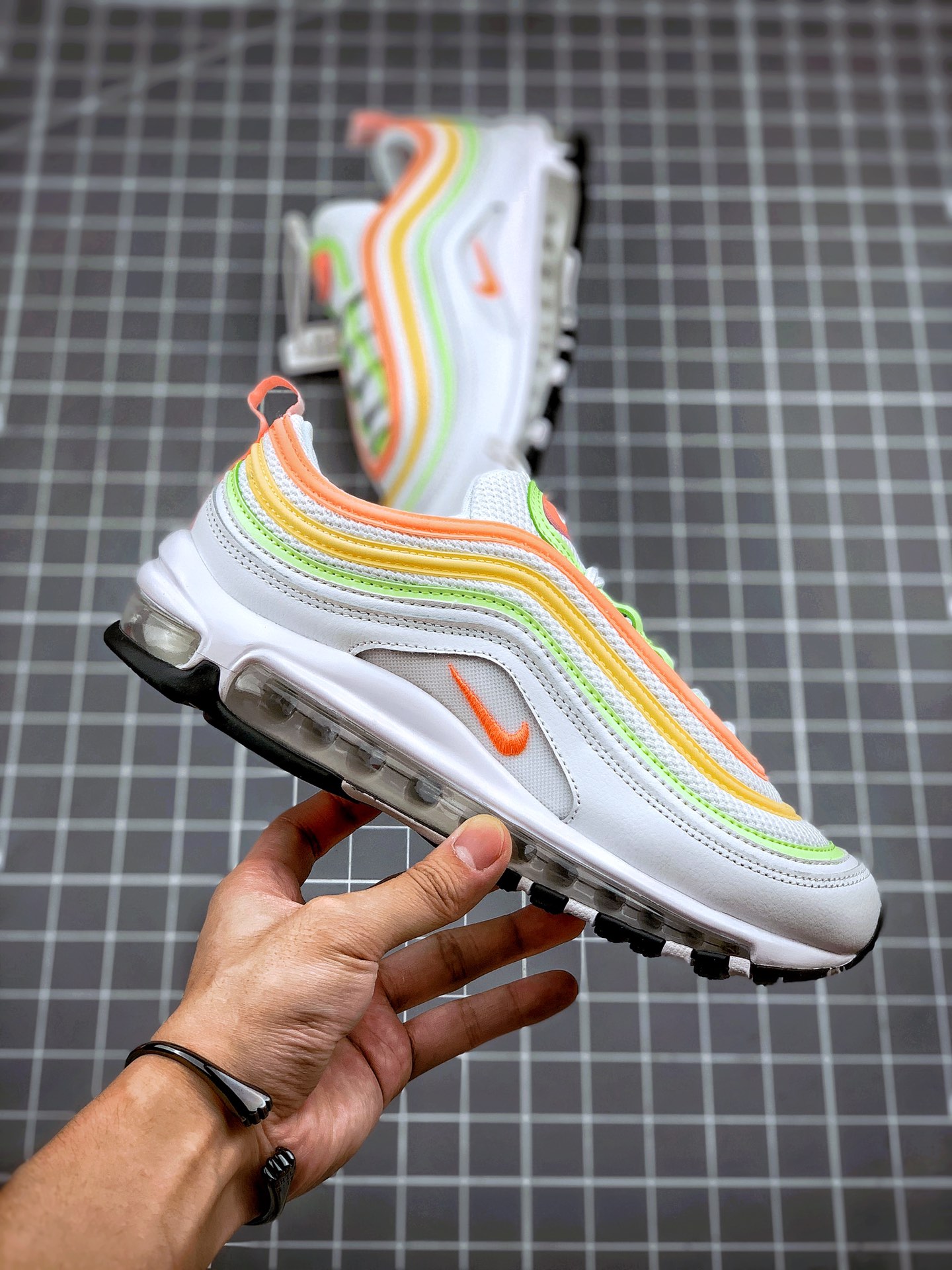 230 Nike Air Max 97白甜瓜橙 复古全掌气垫休闲运动鞋 CZ6087-100