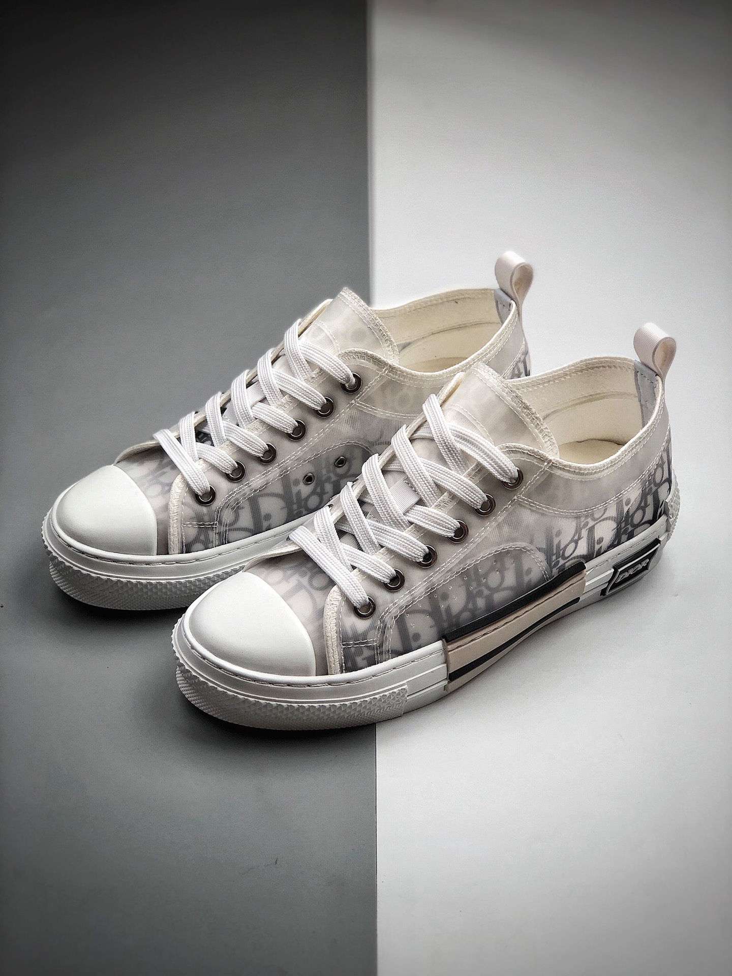 270 全明星同款KAWS主理人监制 高奢品牌 迪奥Dior B23 Oblique High Top Sneakers透明印花高筒板鞋