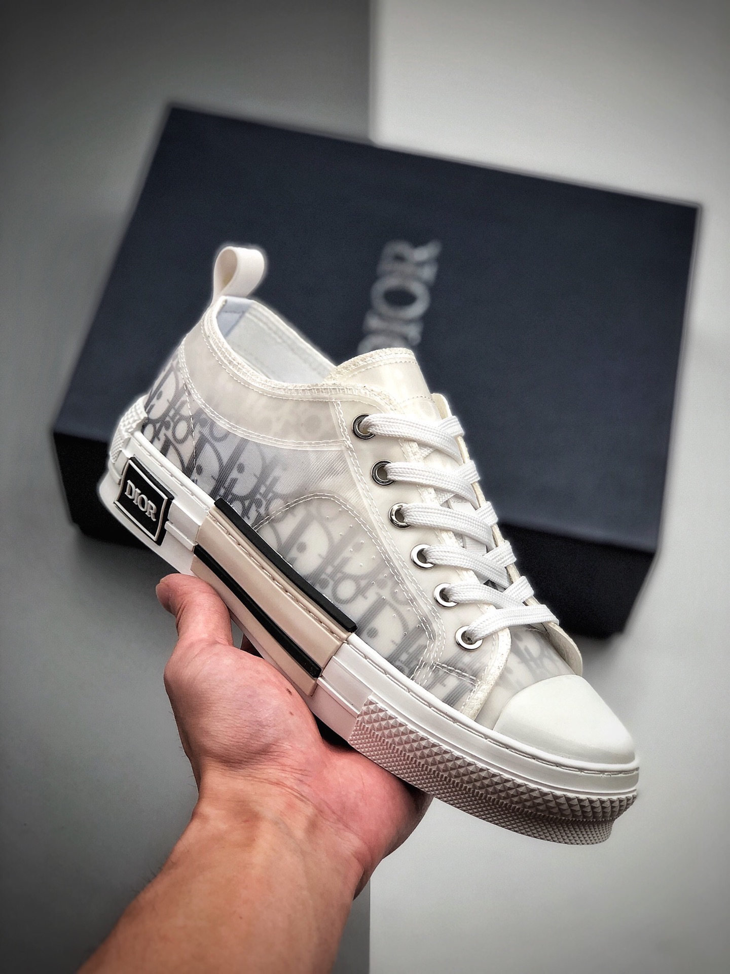 270 全明星同款KAWS主理人监制 高奢品牌 迪奥Dior B23 Oblique High Top Sneakers透明印花高筒板鞋