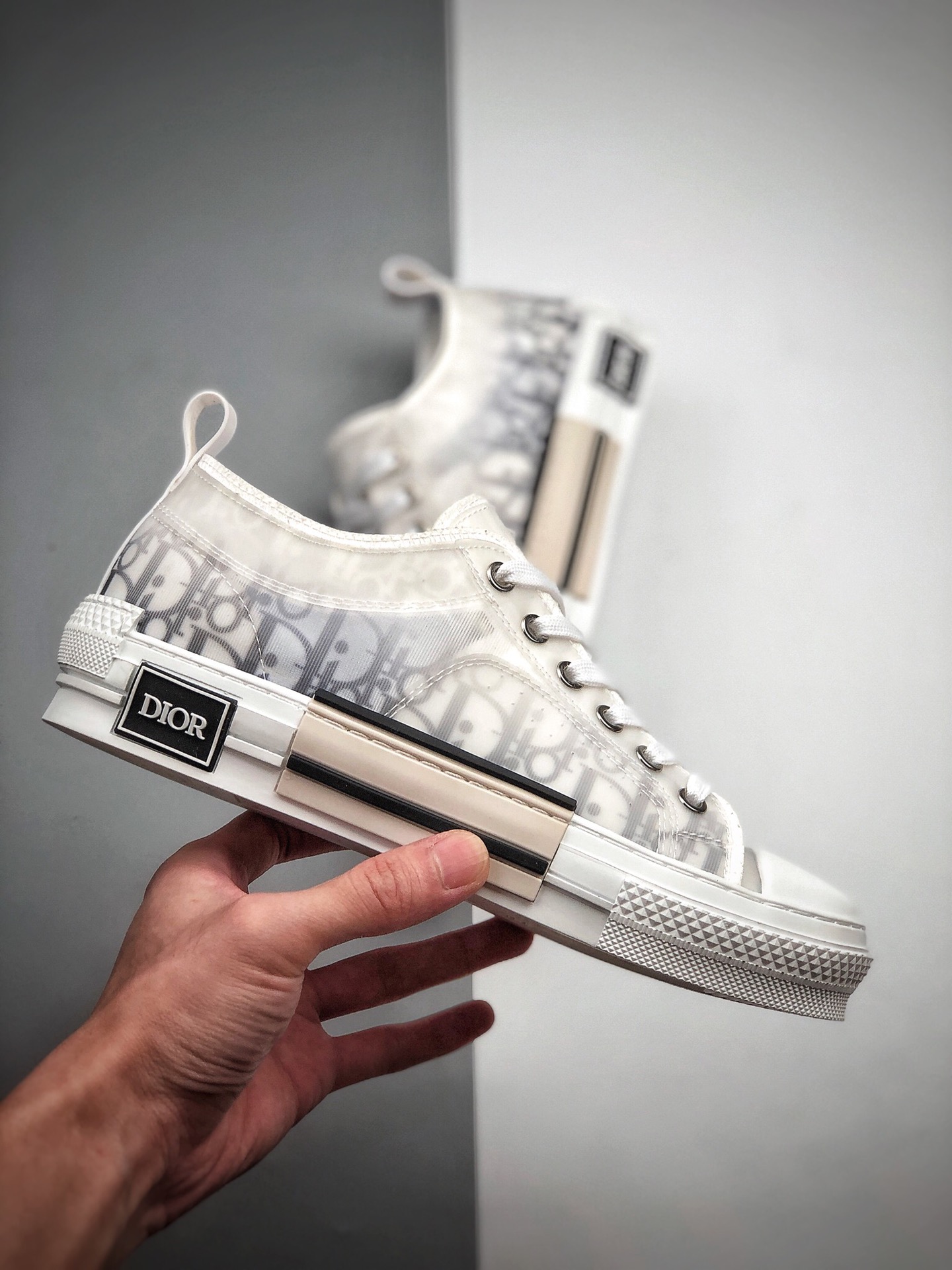 270 全明星同款KAWS主理人监制 高奢品牌 迪奥Dior B23 Oblique High Top Sneakers透明印花高筒板鞋