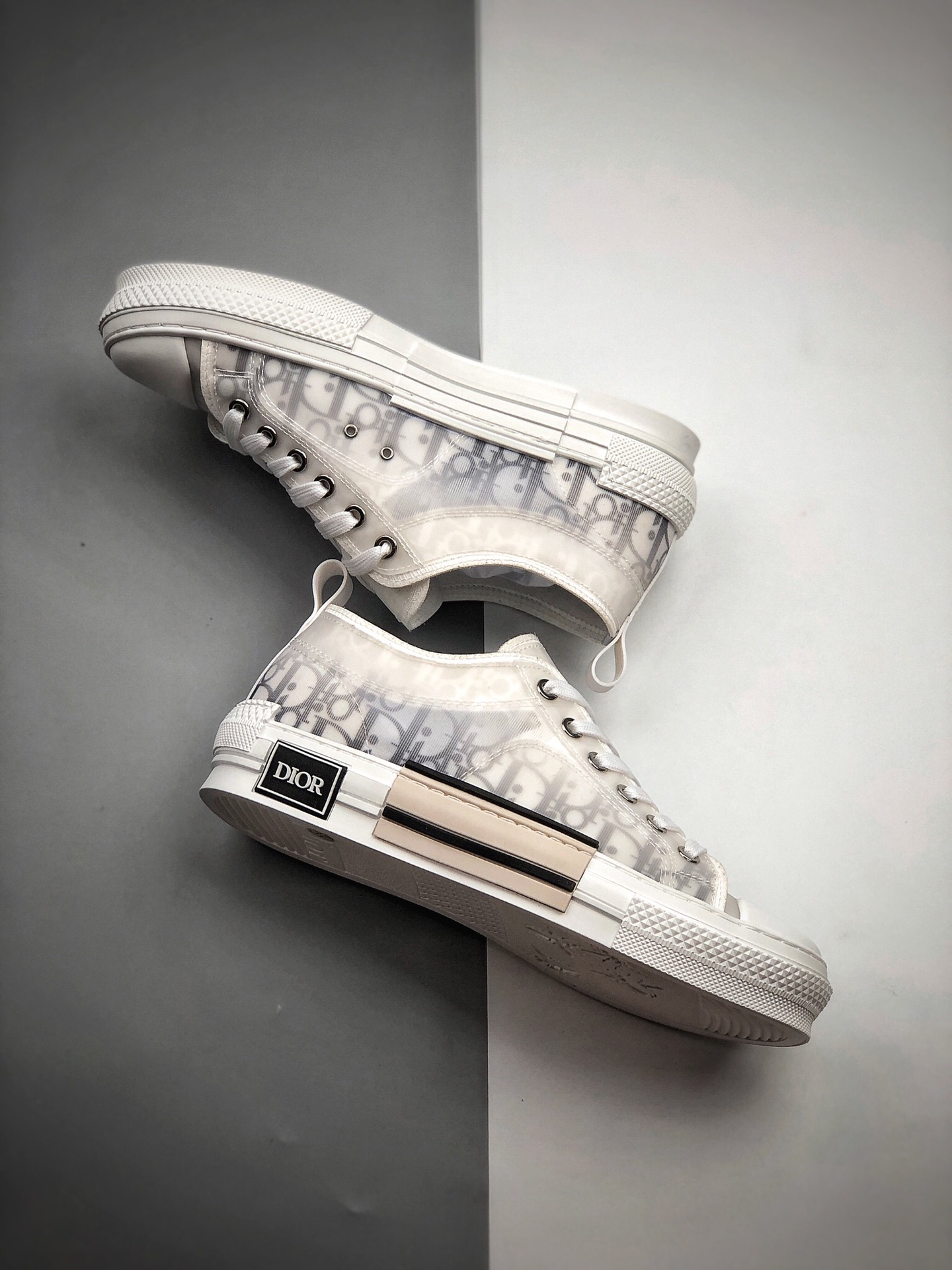 270 全明星同款KAWS主理人监制 高奢品牌 迪奥Dior B23 Oblique High Top Sneakers透明印花高筒板鞋