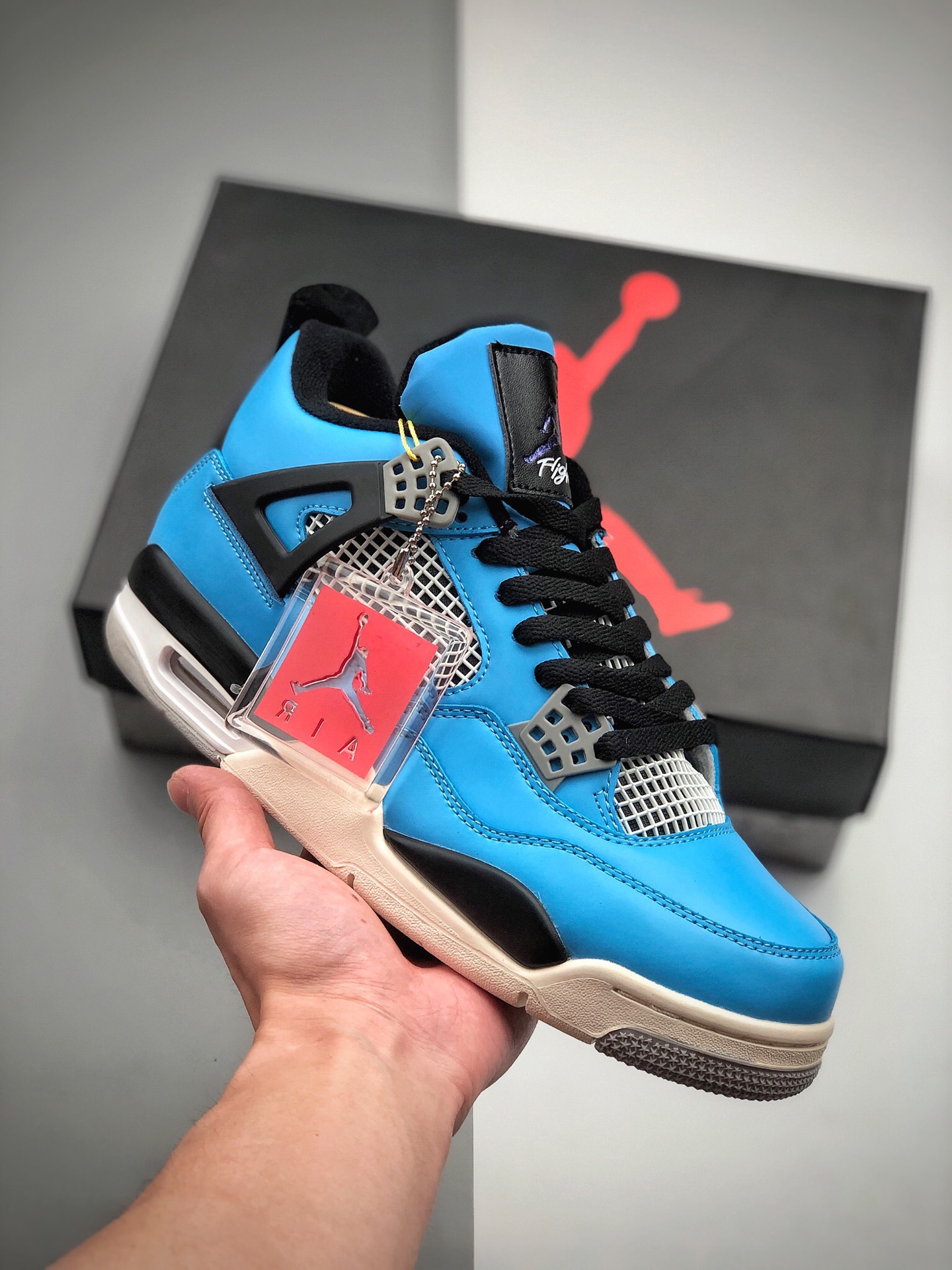 200 Air Jordan AJ4 Retro “Motorsport”黑白蓝  货号：308497-118