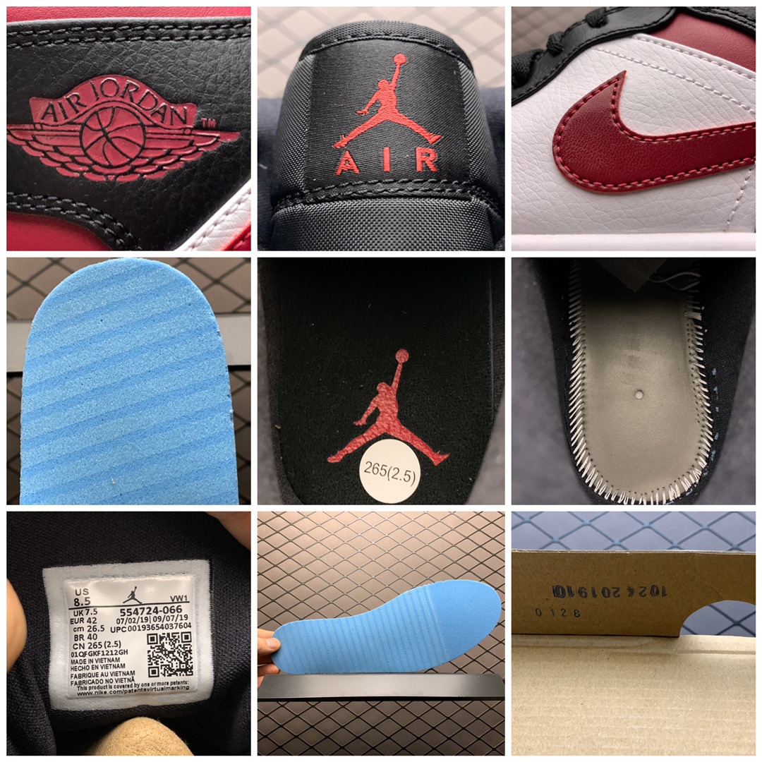 390 纯原 Air Jordan 1 MID AJ1乔1中帮文化篮球鞋 554724-066