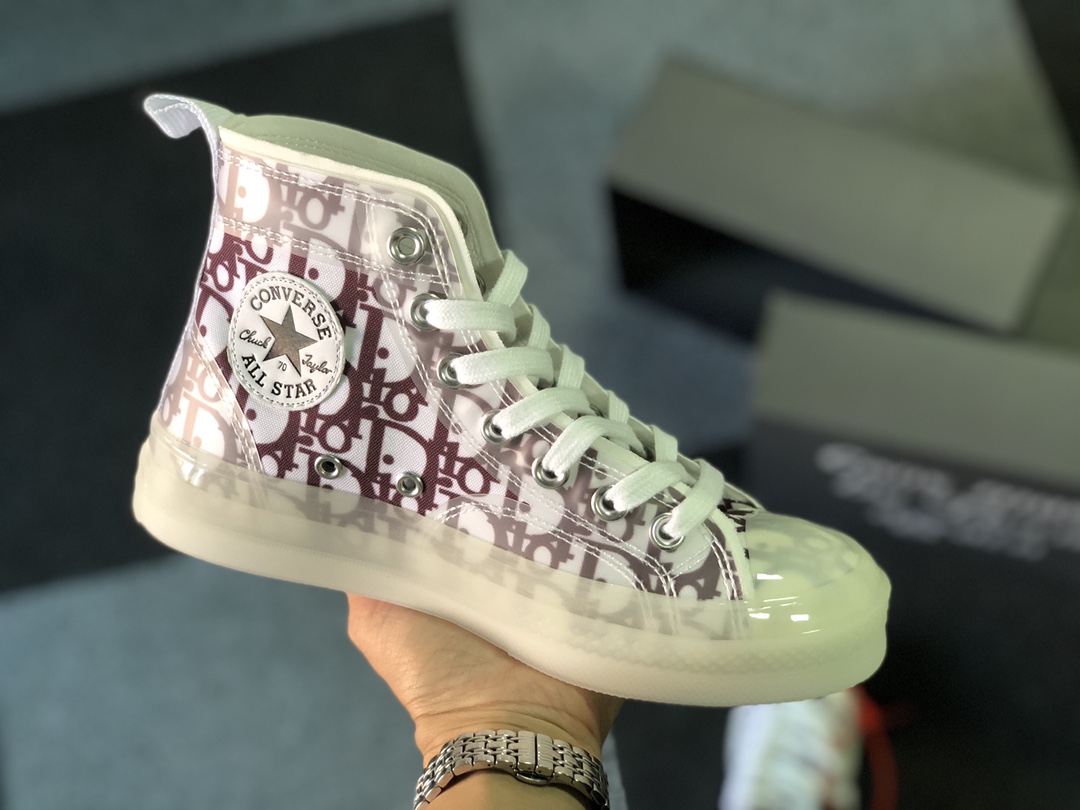 （🔥匡威迪奥新配色推出）CONS MUST BE BORN AGAIN 定制 Dior迪奥 X Converse 匡威chuck 复古英伦风镂空冰丝果冻底百搭板鞋 167688C 尺码：35 36 37 38 39 40 41 42 43 44