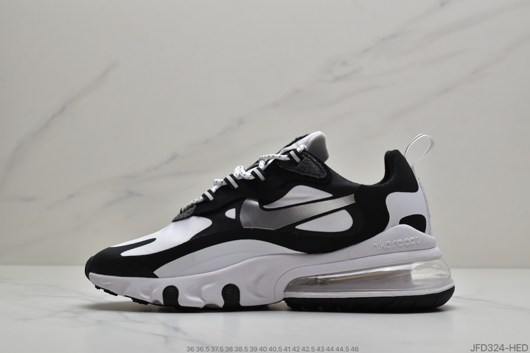 170 公司级 耐克Nike Air Max 270 React 瑞亚赛车系列后半掌气垫百搭运动慢跑鞋“CQ4805-101