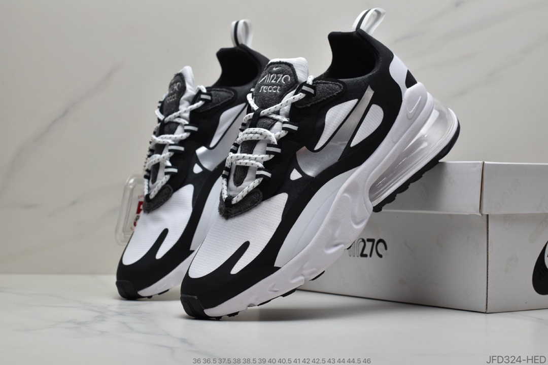 170 公司级 耐克Nike Air Max 270 React 瑞亚赛车系列后半掌气垫百搭运动慢跑鞋“CQ4805-101