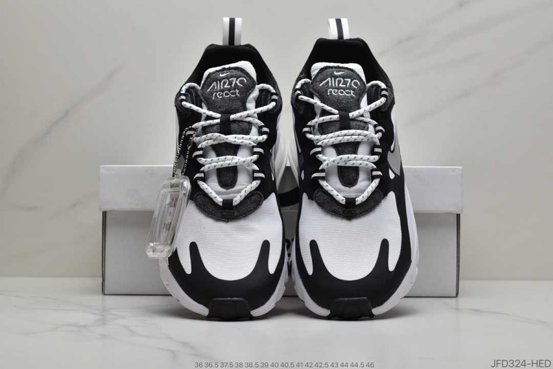 170 公司级 耐克Nike Air Max 270 React 瑞亚赛车系列后半掌气垫百搭运动慢跑鞋“CQ4805-101