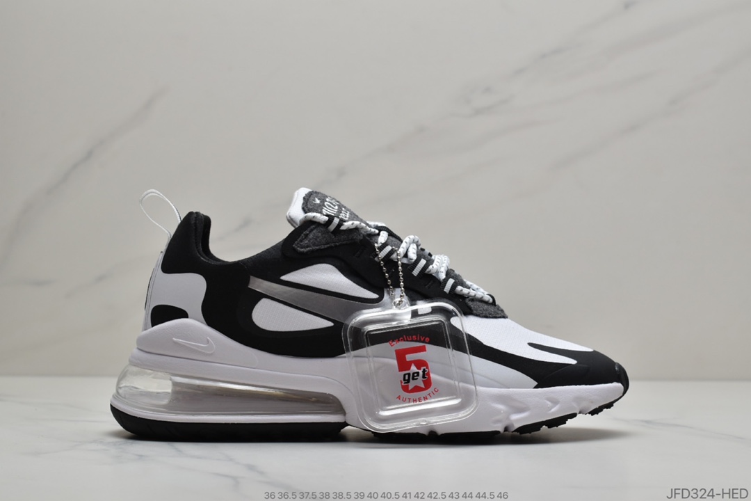 170 公司级 耐克Nike Air Max 270 React 瑞亚赛车系列后半掌气垫百搭运动慢跑鞋“CQ4805-101