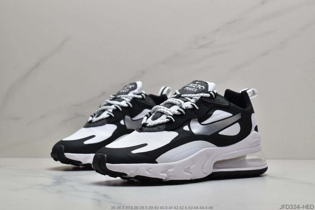 170 公司级 耐克Nike Air Max 270 React 瑞亚赛车系列后半掌气垫百搭运动慢跑鞋“CQ4805-101